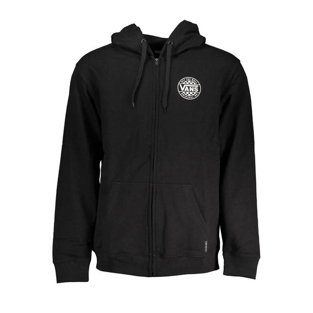 Vans Black Cotton Men Sweater with Hood and Zip Pockets - Hilstor