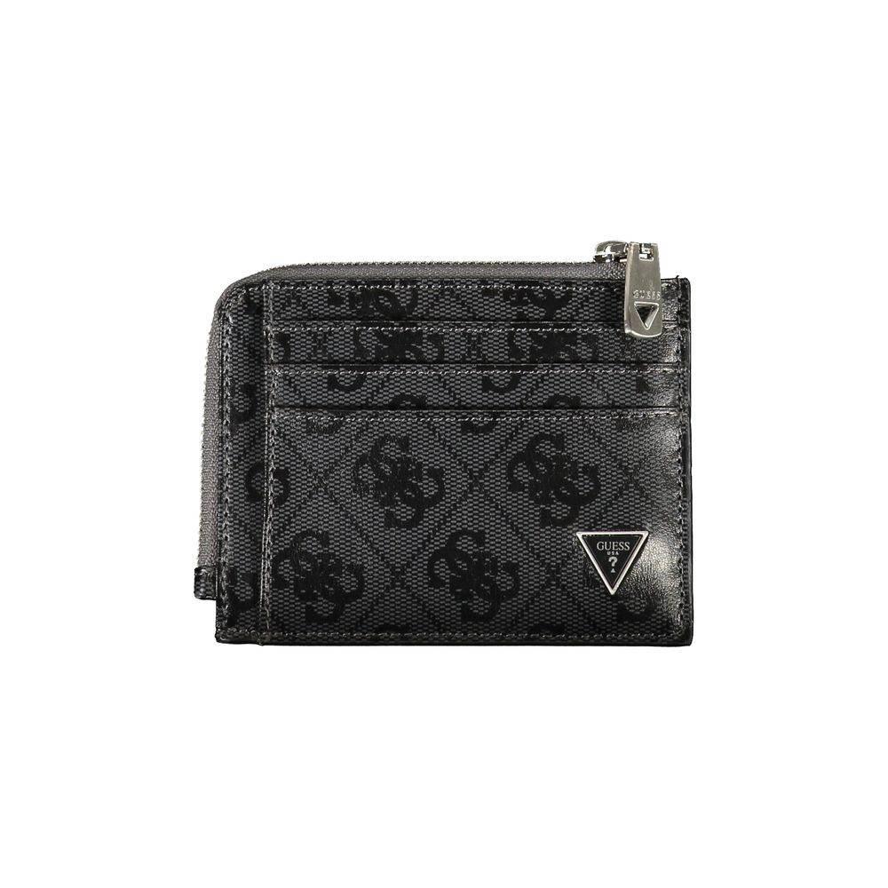 Guess Jeans Sleek Black Leather Wallet with Contrasting Accents - Hilstor