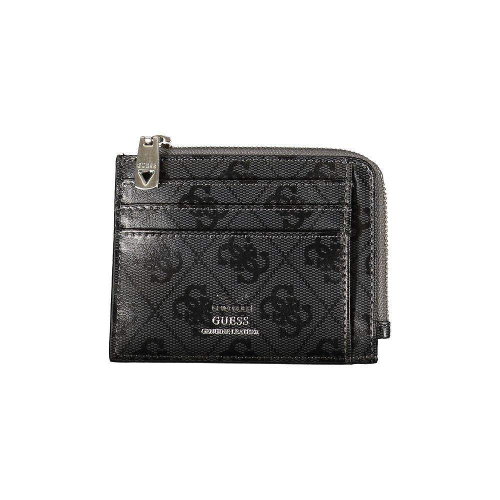 Guess Jeans Sleek Black Leather Wallet with Contrasting Accents - Hilstor