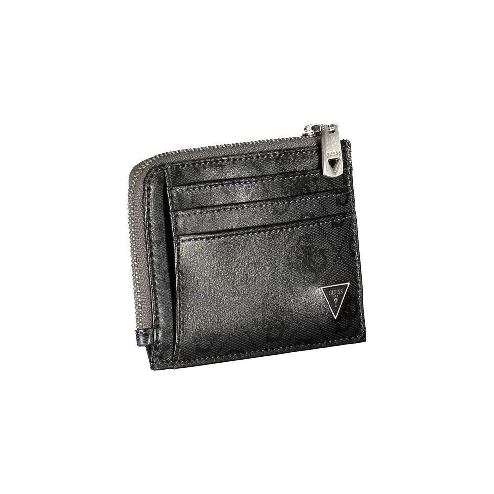 Guess Jeans Sleek Black Leather Wallet with Contrasting Accents - Hilstor