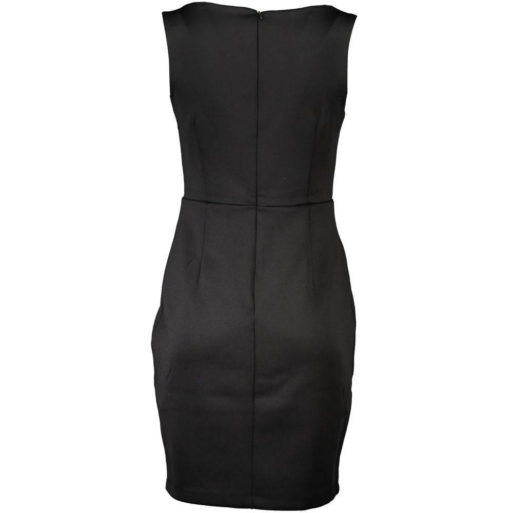Guess Jeans Chic Black Contrast Detail Dress with Wide Neckline - Hilstor