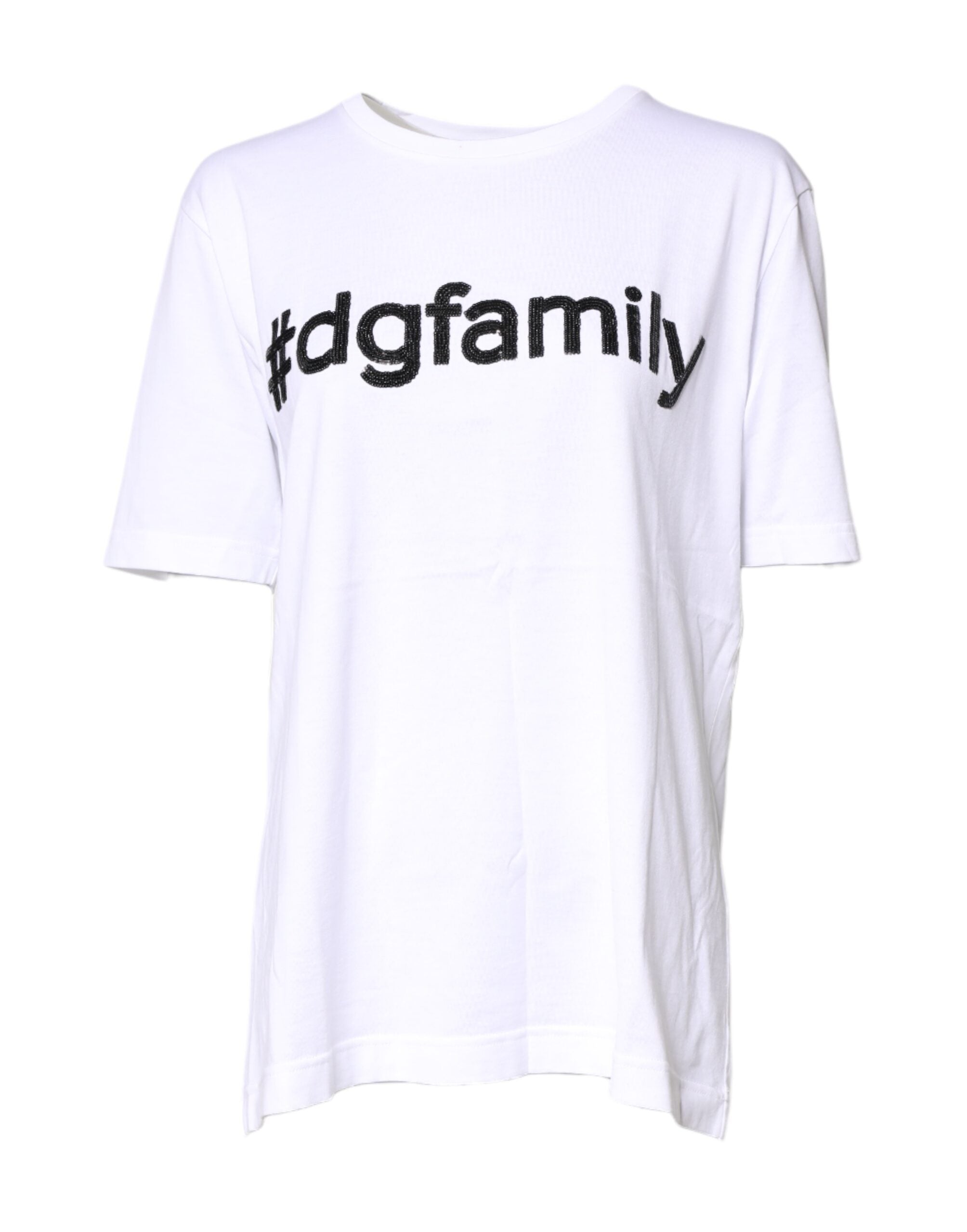 Dolce & Gabbana Hvid #DGFfamilietryk T-shirt i bomuld med rund hals