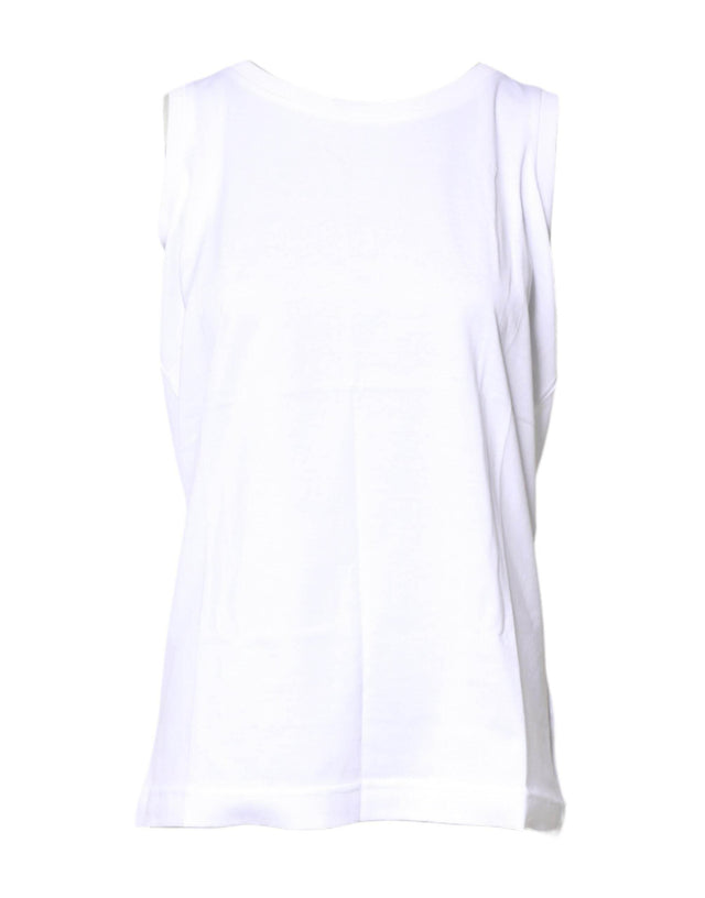 Dolce & Gabbana White Cotton Sleeveless Crew Neck T-shirt - Hilstor
