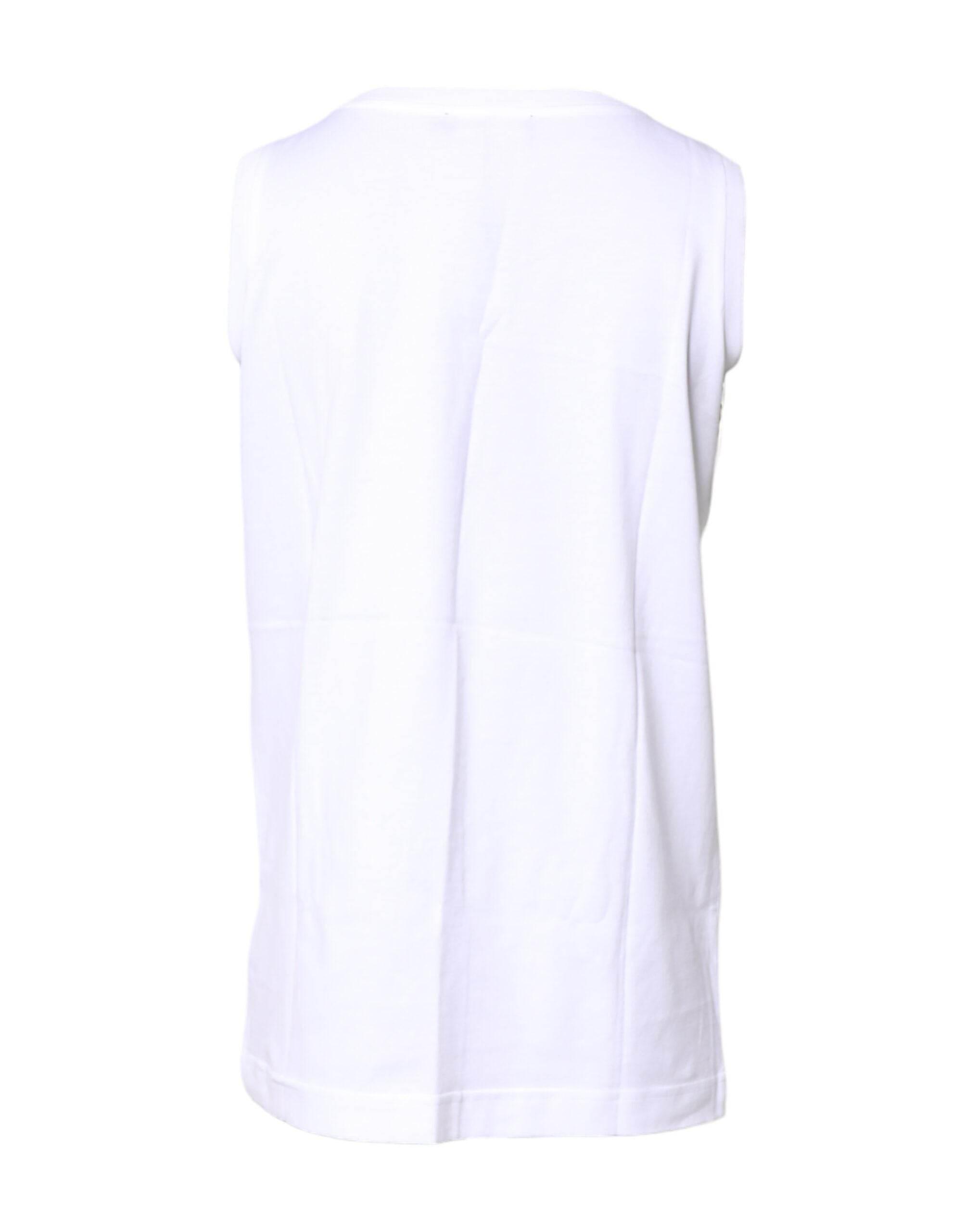 Dolce & Gabbana White Cotton Sleeveless Crew Neck T-shirt - Hilstor