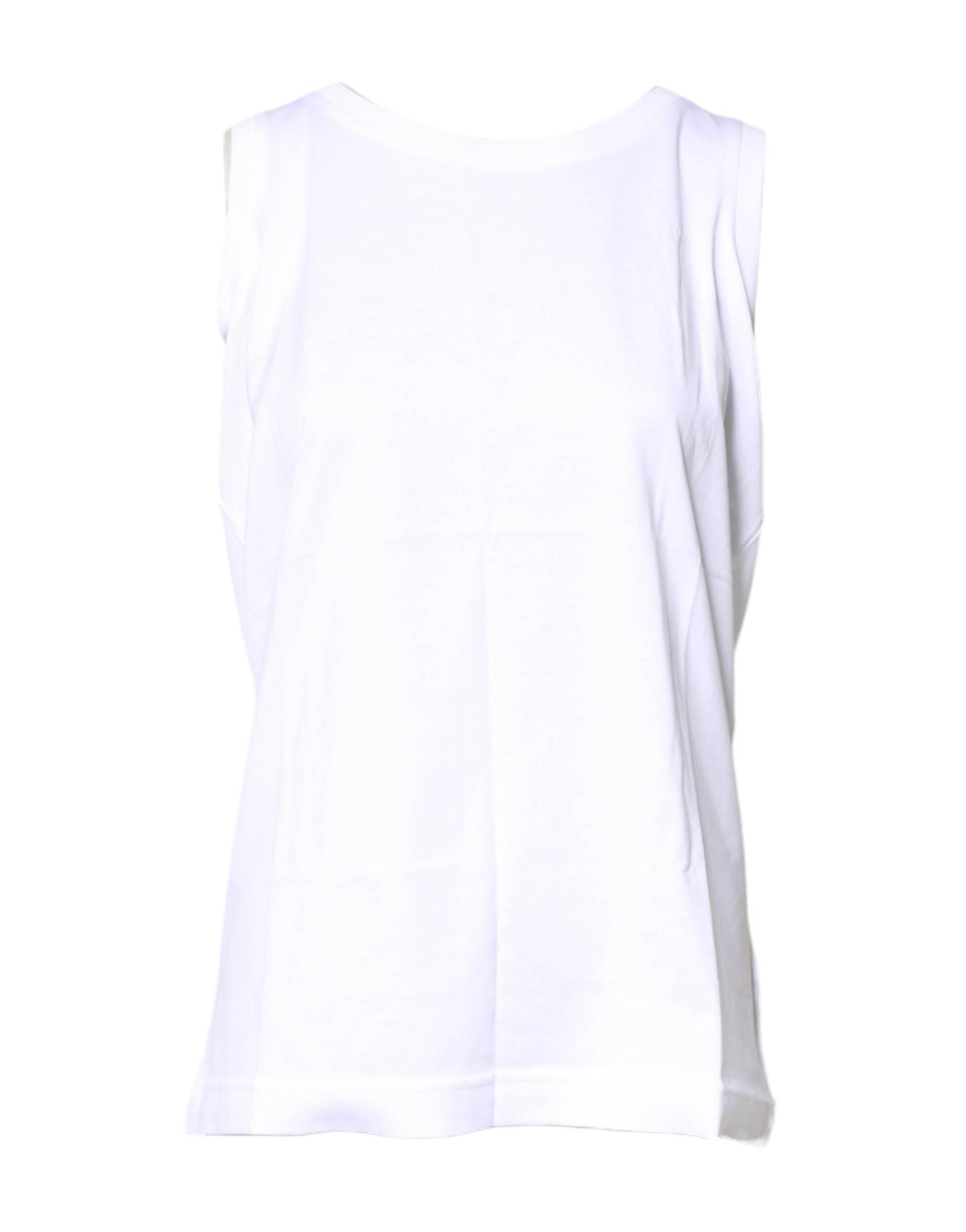 Dolce & Gabbana White Cotton Sleeveless Crew Neck T-shirt - Hilstor