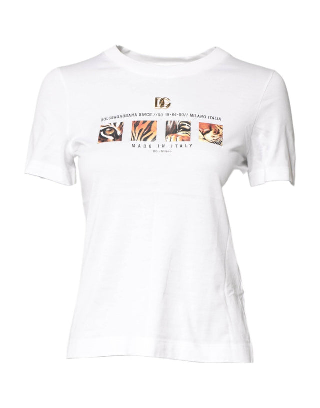 Dolce & Gabbana White Cotton Graphic Print Crew Neck T-shirt - Hilstor