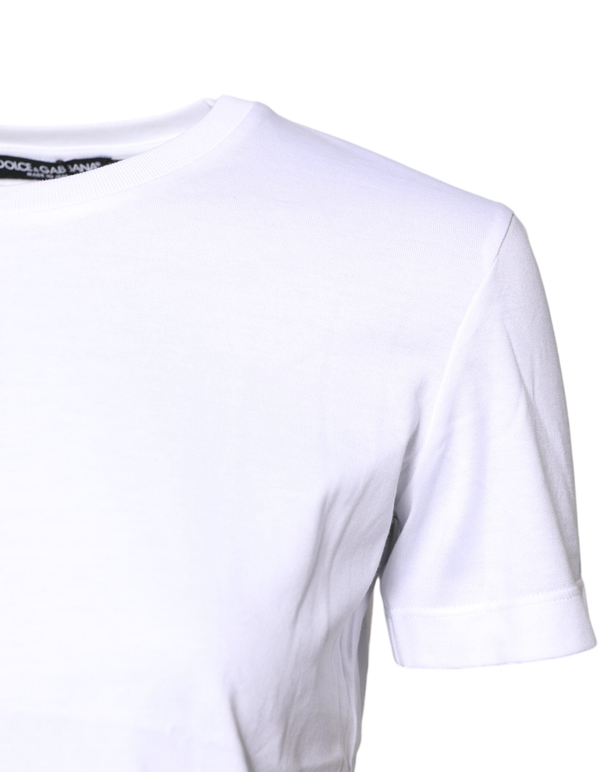 Dolce &amp; Gabbana T-shirt med korte ærmer i hvid bomuld med rund hals