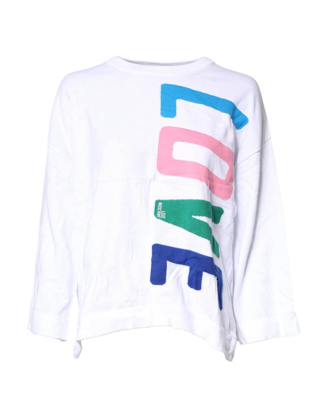 Love Moschino White Graphic Print Cotton Long Sleeves T-shirt - Hilstor