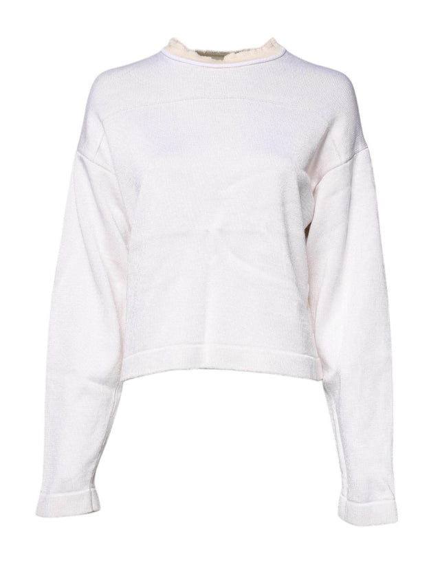Jil Sander White Viscose Crew Neck Long Sleeves Pullover Sweater - Hilstor