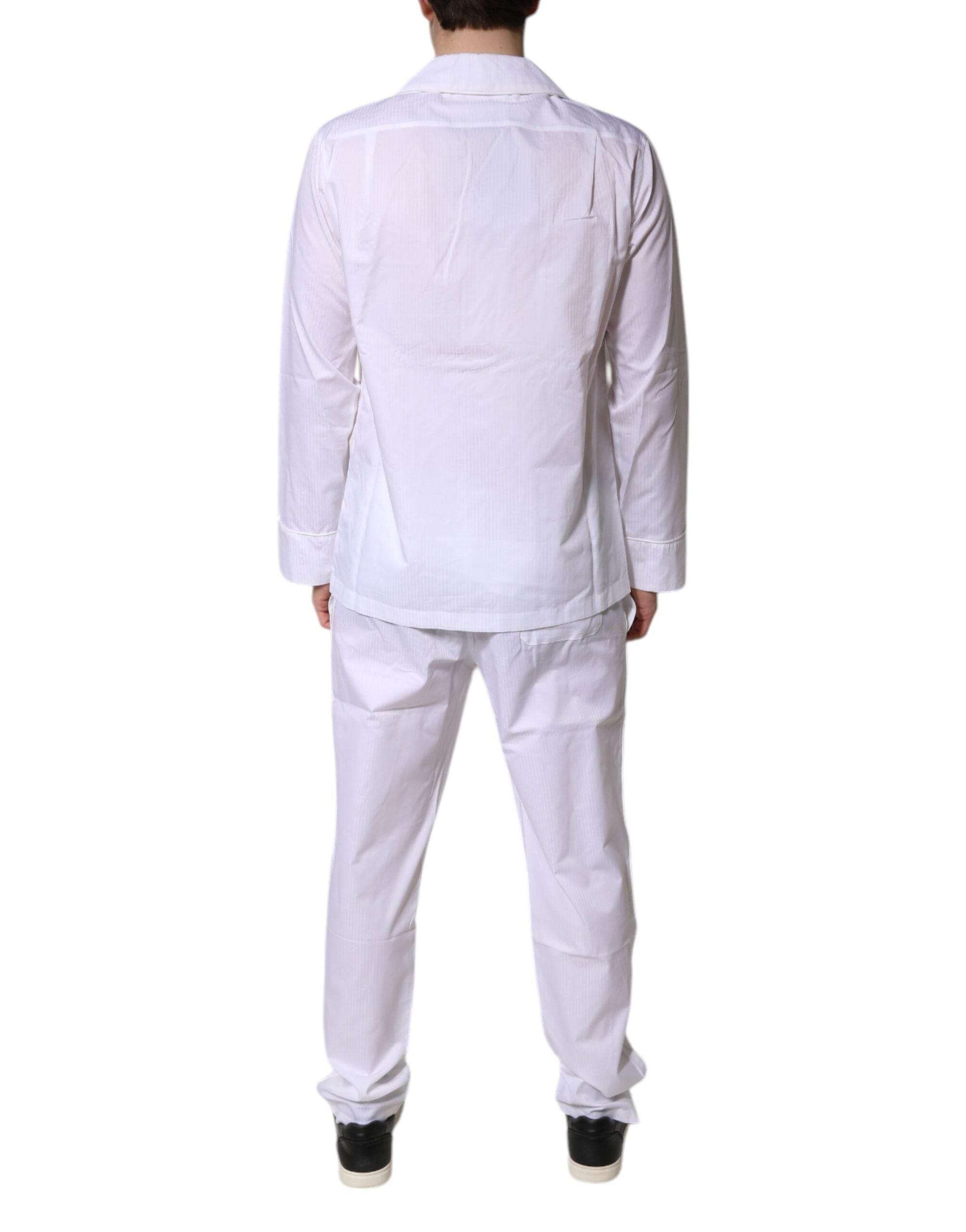 Dolce & Gabbana White Cotton Shirt Pants Pajama Set Sleepwear - Hilstor