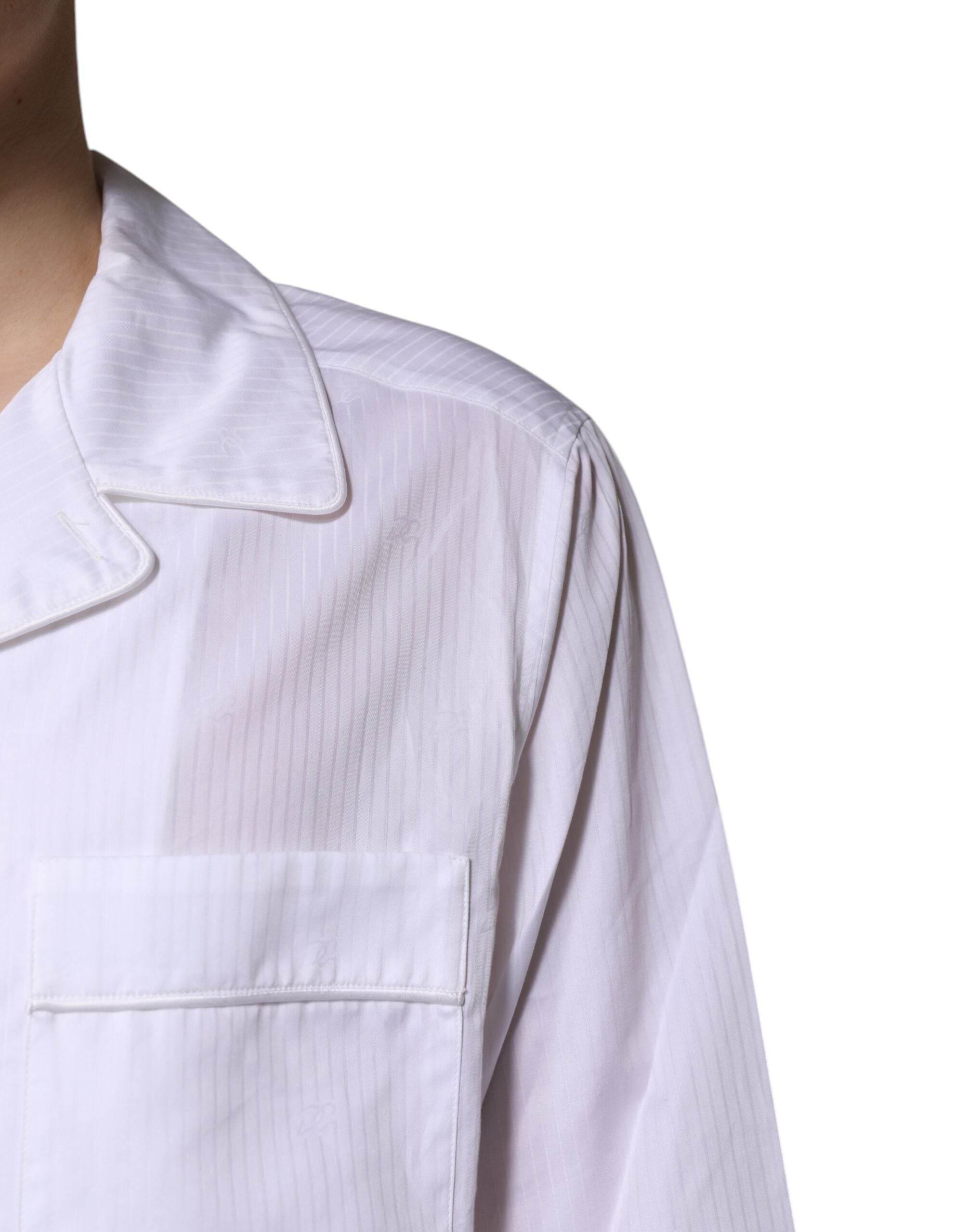 Dolce & Gabbana White Cotton Shirt Pants Pajama Set Sleepwear - Hilstor