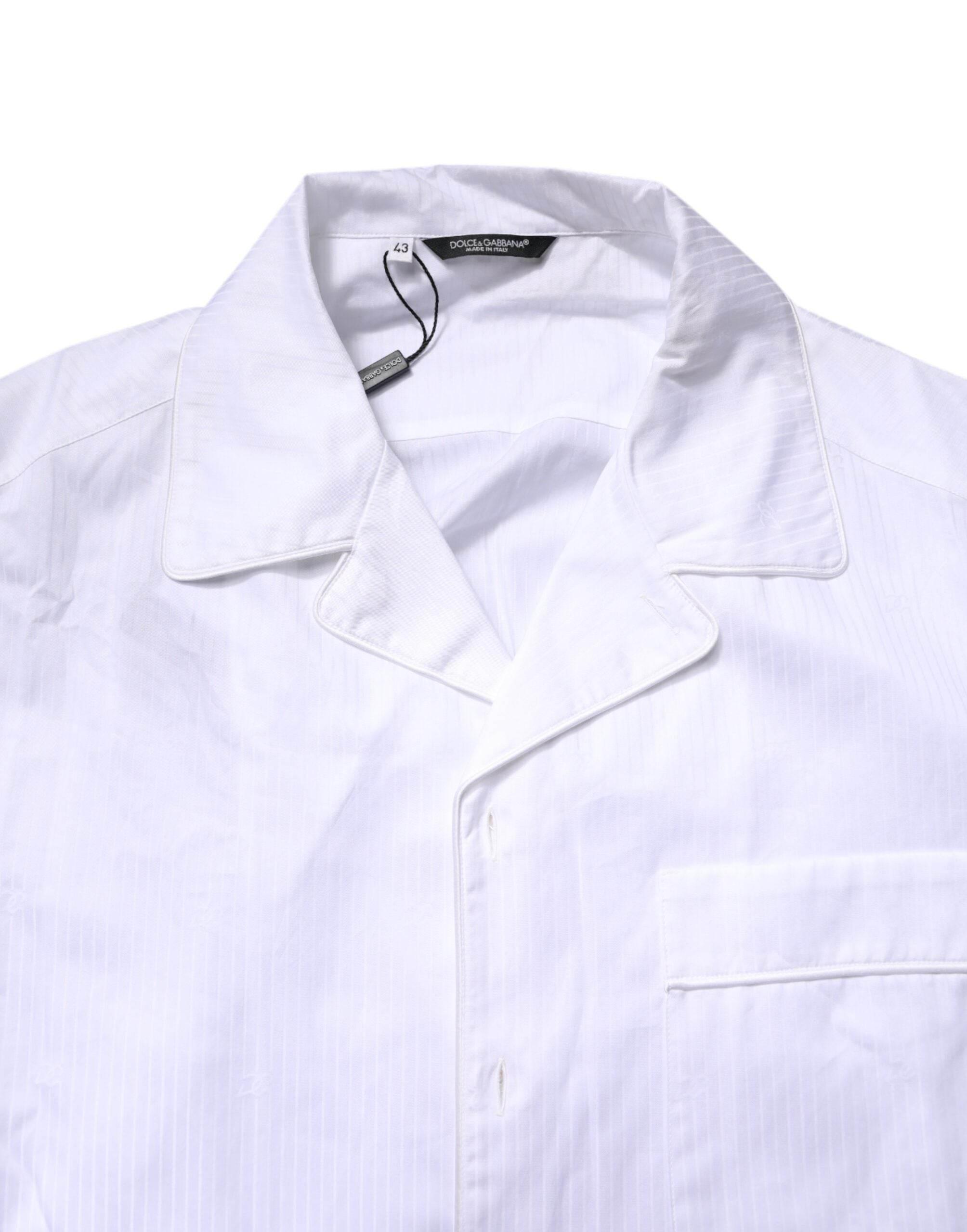 Dolce & Gabbana White Cotton Shirt Pants Pajama Set Sleepwear - Hilstor