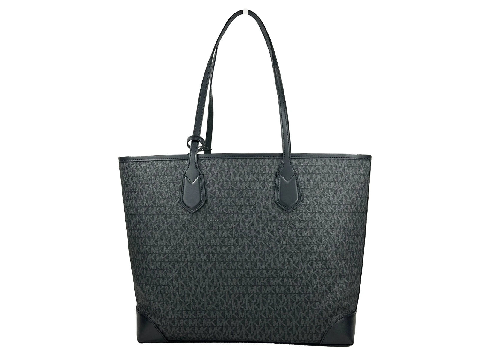 Michael Kors Eva Large Stripe Travel Tote Bag Plus Pouch Black