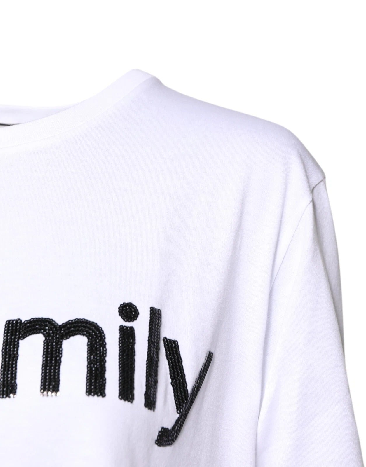 Dolce & Gabbana Hvid #DGFfamilietryk T-shirt i bomuld med rund hals