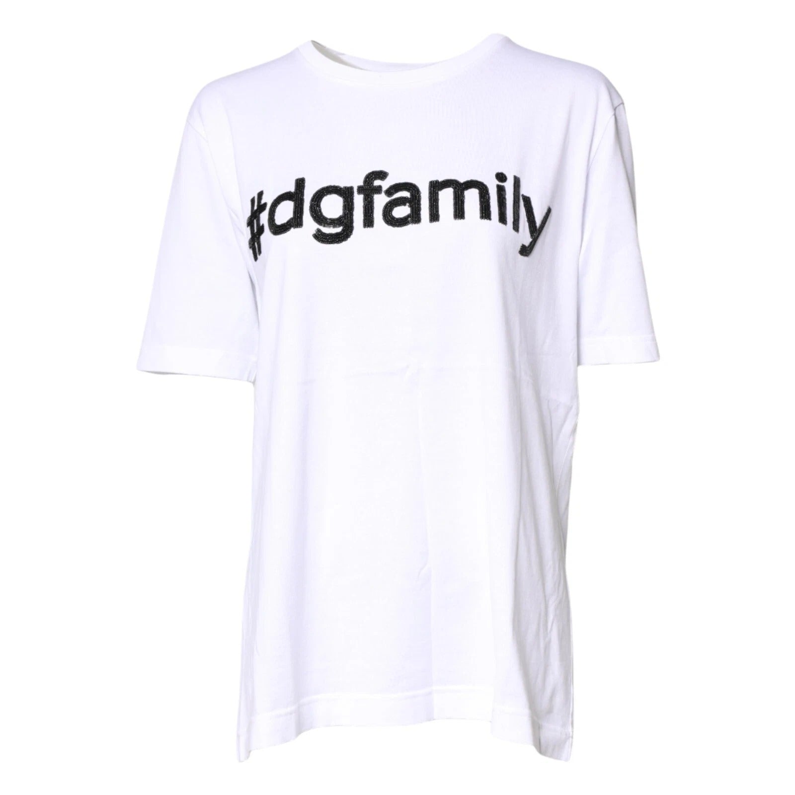Dolce & Gabbana Hvid #DGFfamilietryk T-shirt i bomuld med rund hals