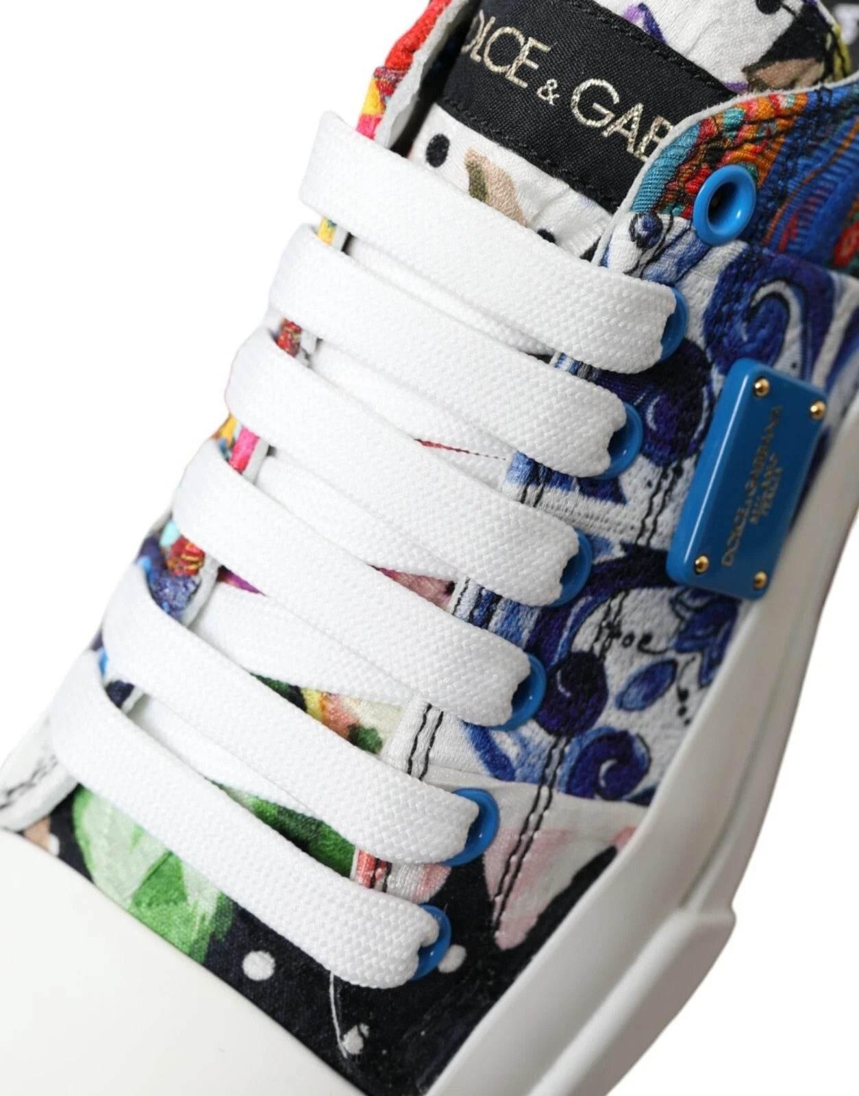 Dolce & Gabbana Multicolor Patchwork Low Top Sneakers Shoes - Hilstor