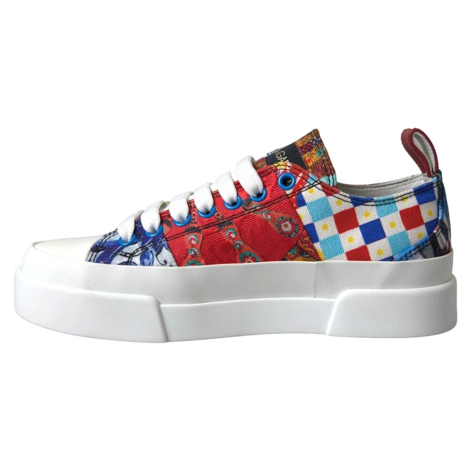 Dolce & Gabbana Multicolor Patchwork Low Top Sneakers Shoes - Hilstor