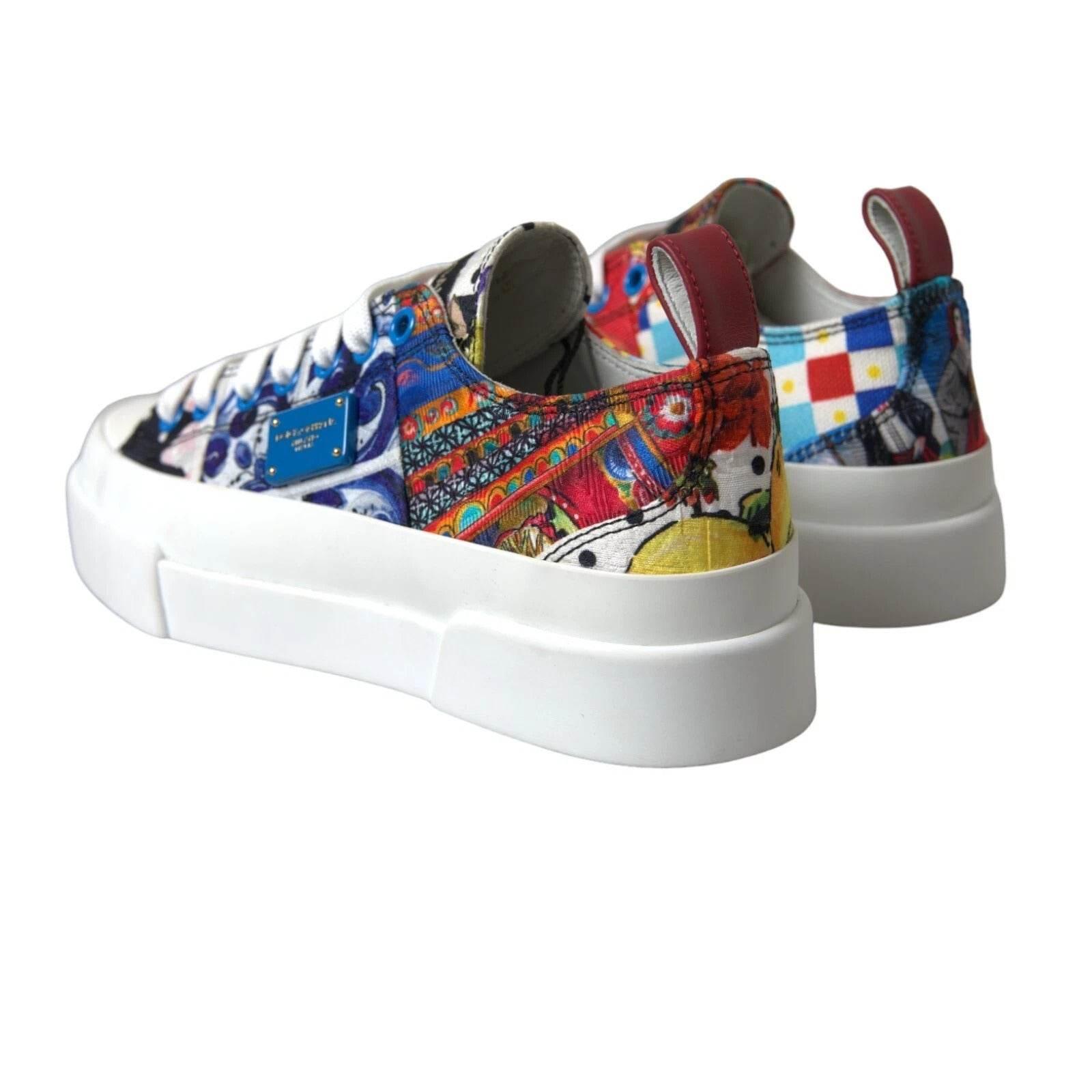Dolce & Gabbana Multicolor Patchwork Low Top Sneakers Shoes - Hilstor