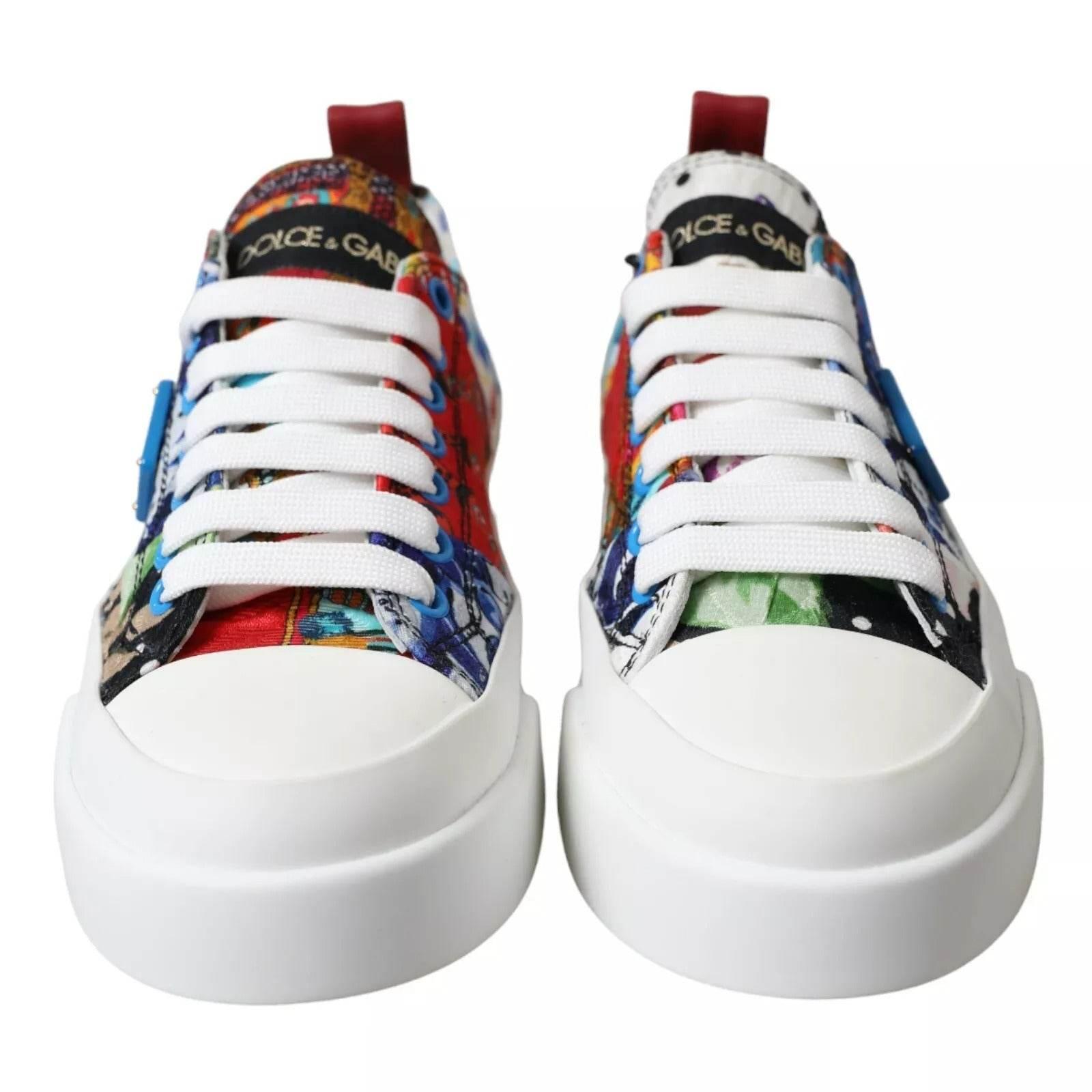 Dolce & Gabbana Multicolor Patchwork Low Top Sneakers Shoes - Hilstor