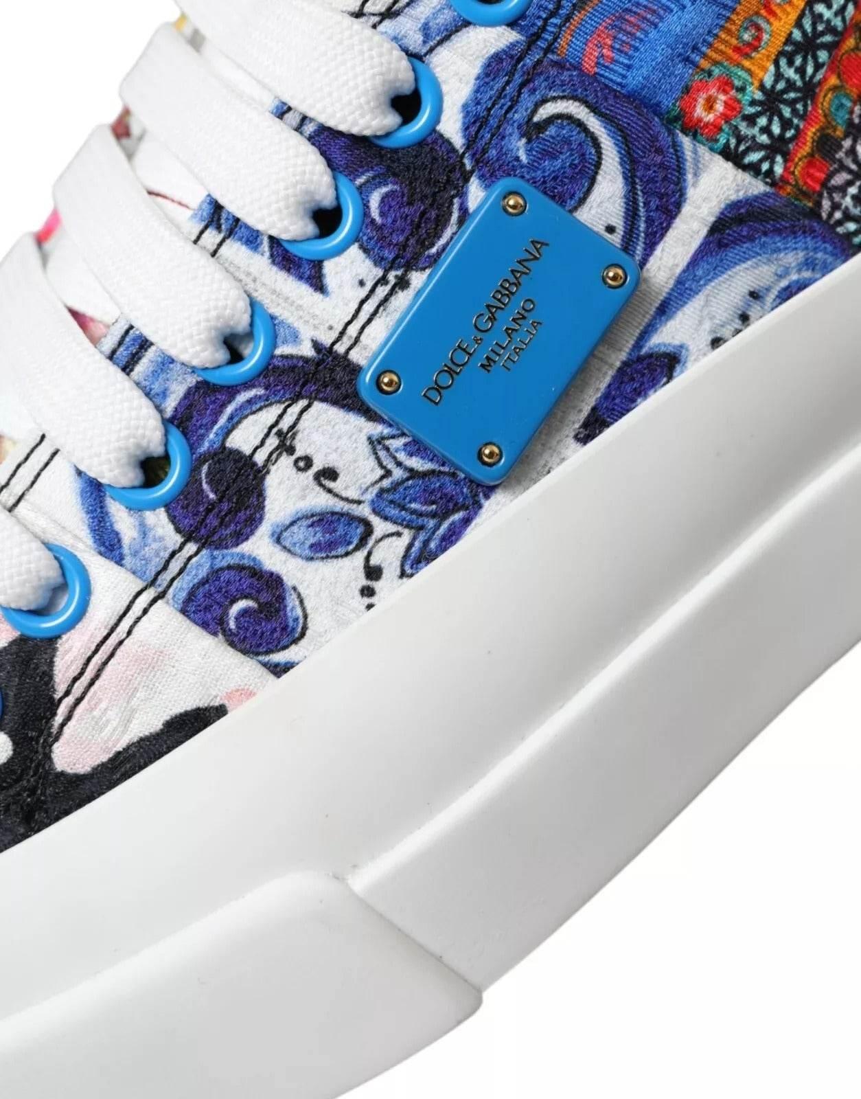 Dolce & Gabbana Multicolor Patchwork Low Top Sneakers Shoes - Hilstor