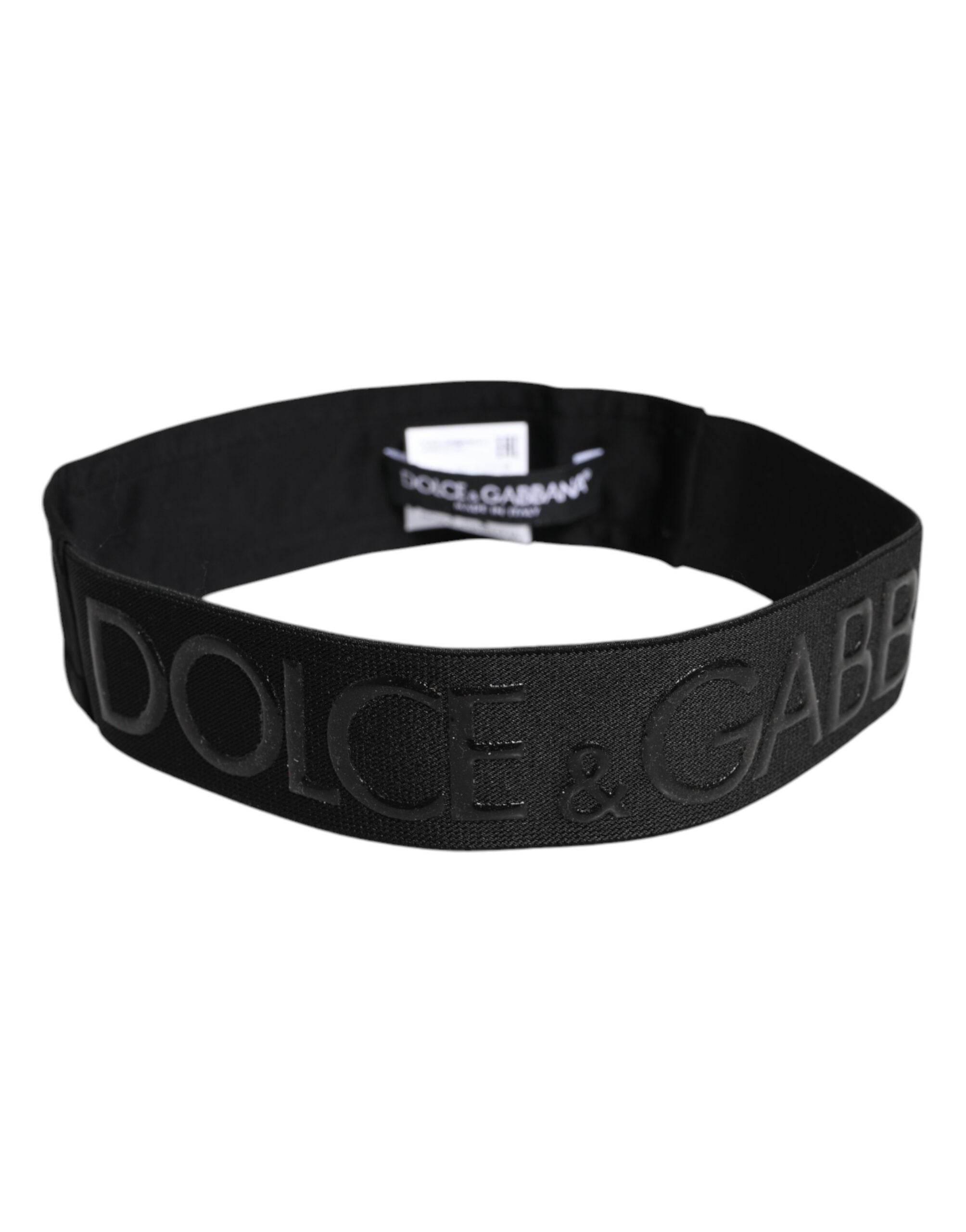 Dolce & Gabbana Black DG Logo Nylon Knitted Men Head Band Hat - Hilstor