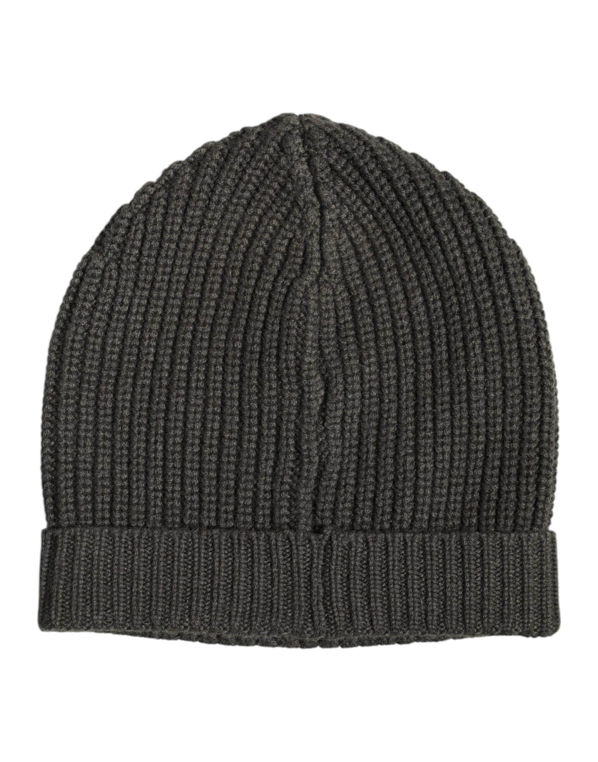 Dolce & Gabbana Dark Gray Cashmere Knit Winter Beanie Hat - Hilstor