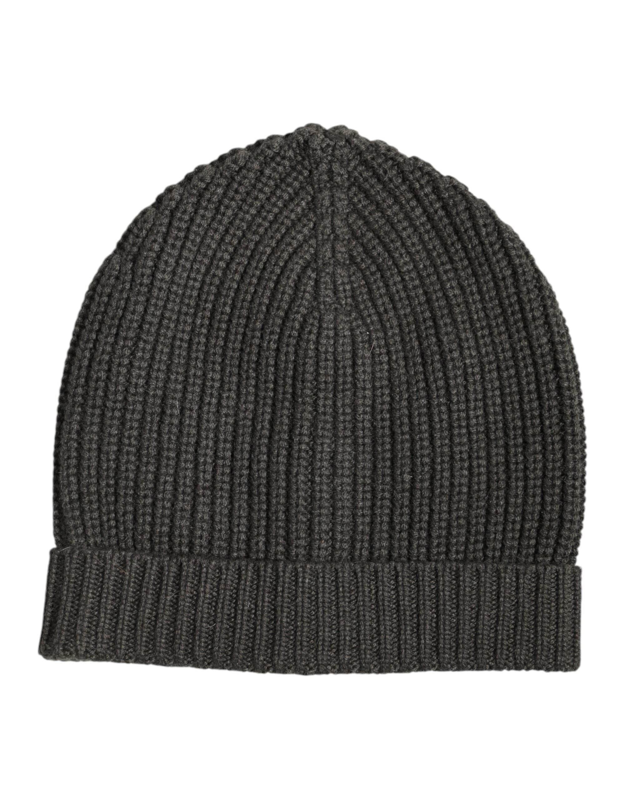 Dolce & Gabbana Dark Gray Cashmere Knit Winter Beanie Hat - Hilstor