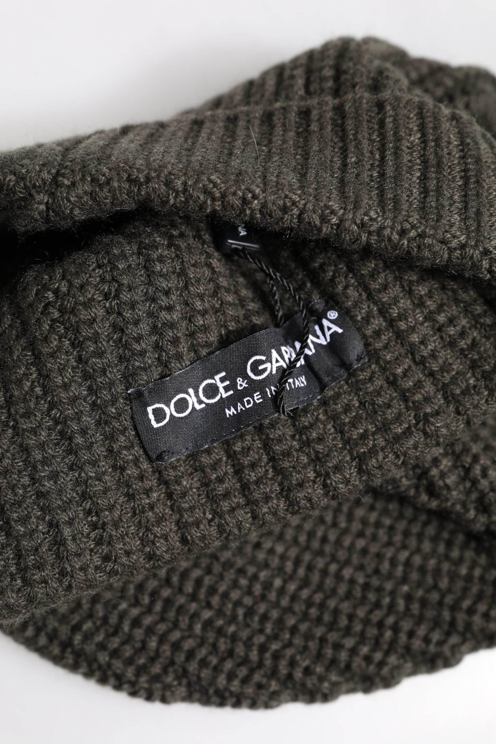 Dolce & Gabbana Dark Gray Cashmere Knit Winter Beanie Hat - Hilstor