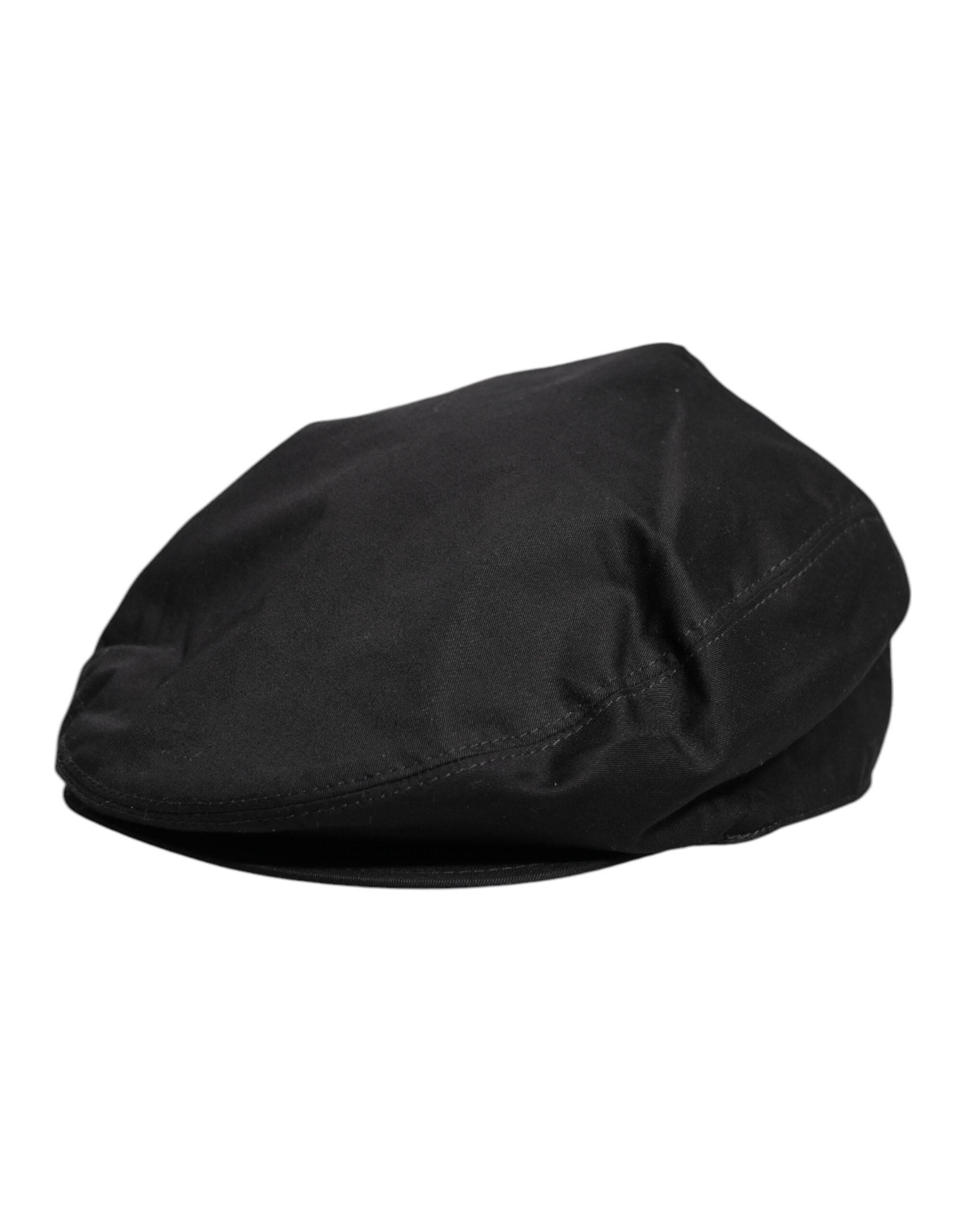 Dolce & Gabbana Black Cotton Newsboy Capello Cabbie Hat - Hilstor