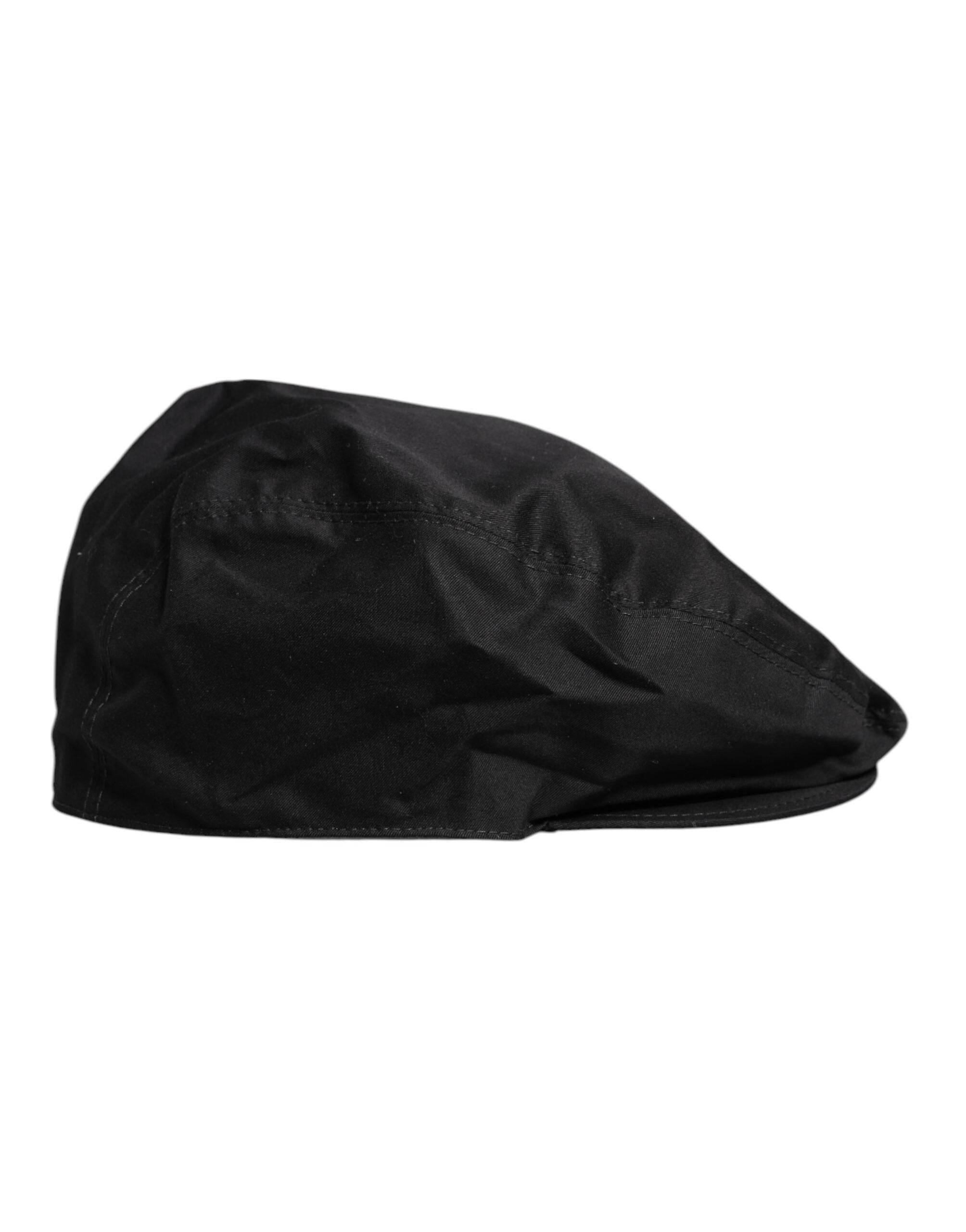 Dolce & Gabbana Black Cotton Newsboy Capello Cabbie Hat - Hilstor
