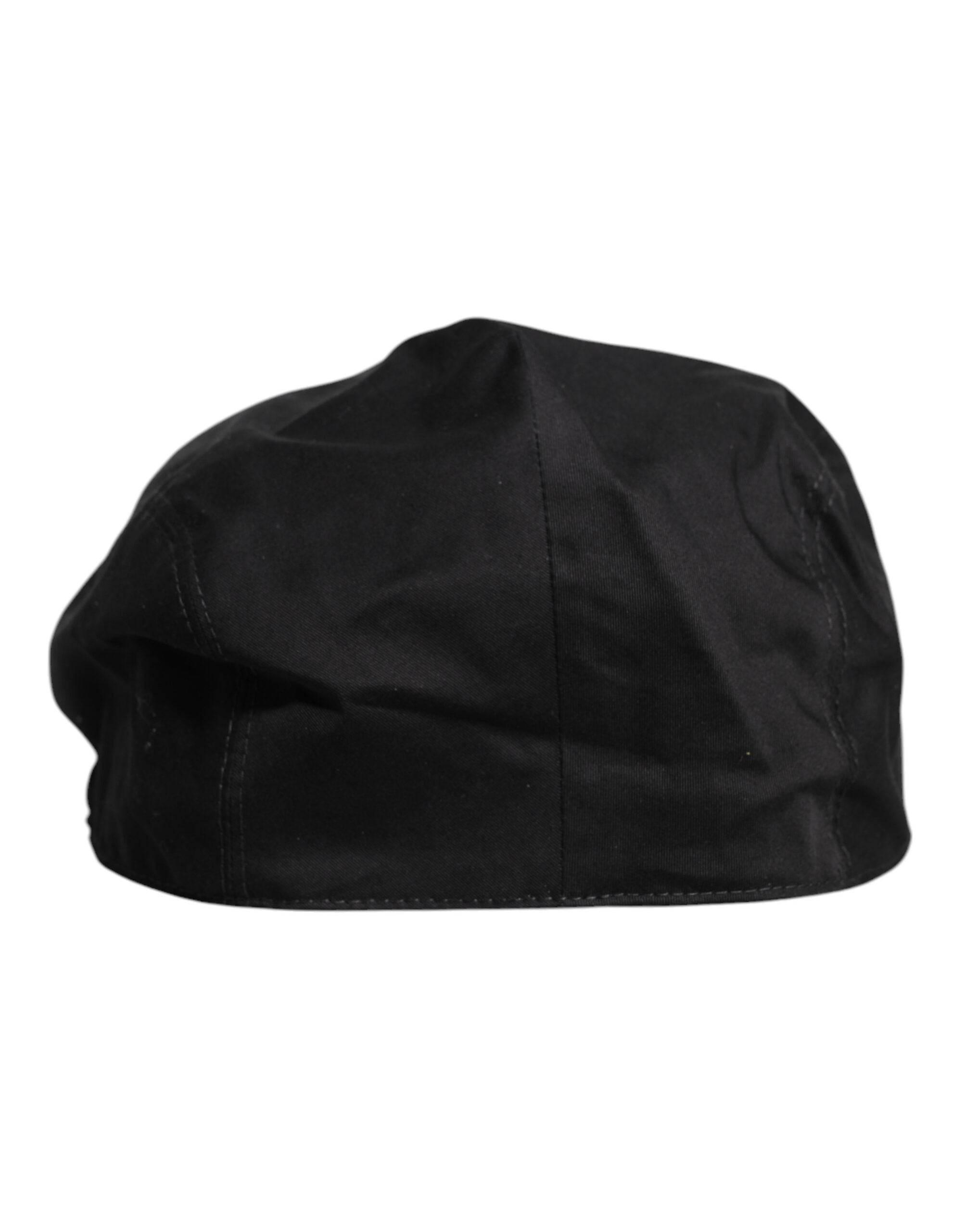 Dolce & Gabbana Black Cotton Newsboy Capello Cabbie Hat - Hilstor