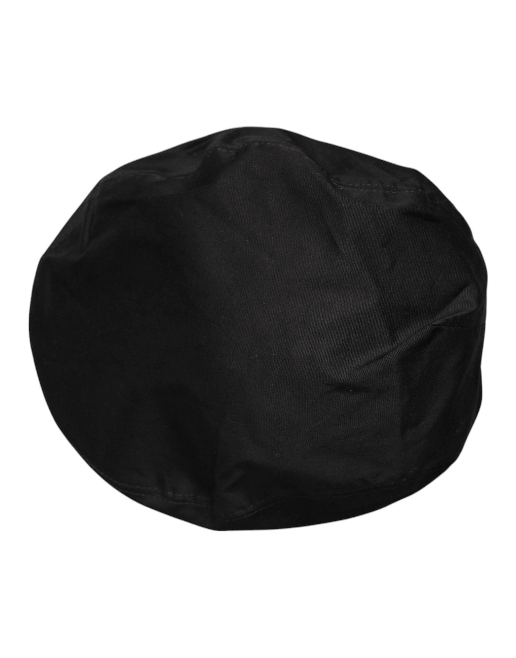 Dolce & Gabbana Black Cotton Newsboy Capello Cabbie Hat - Hilstor