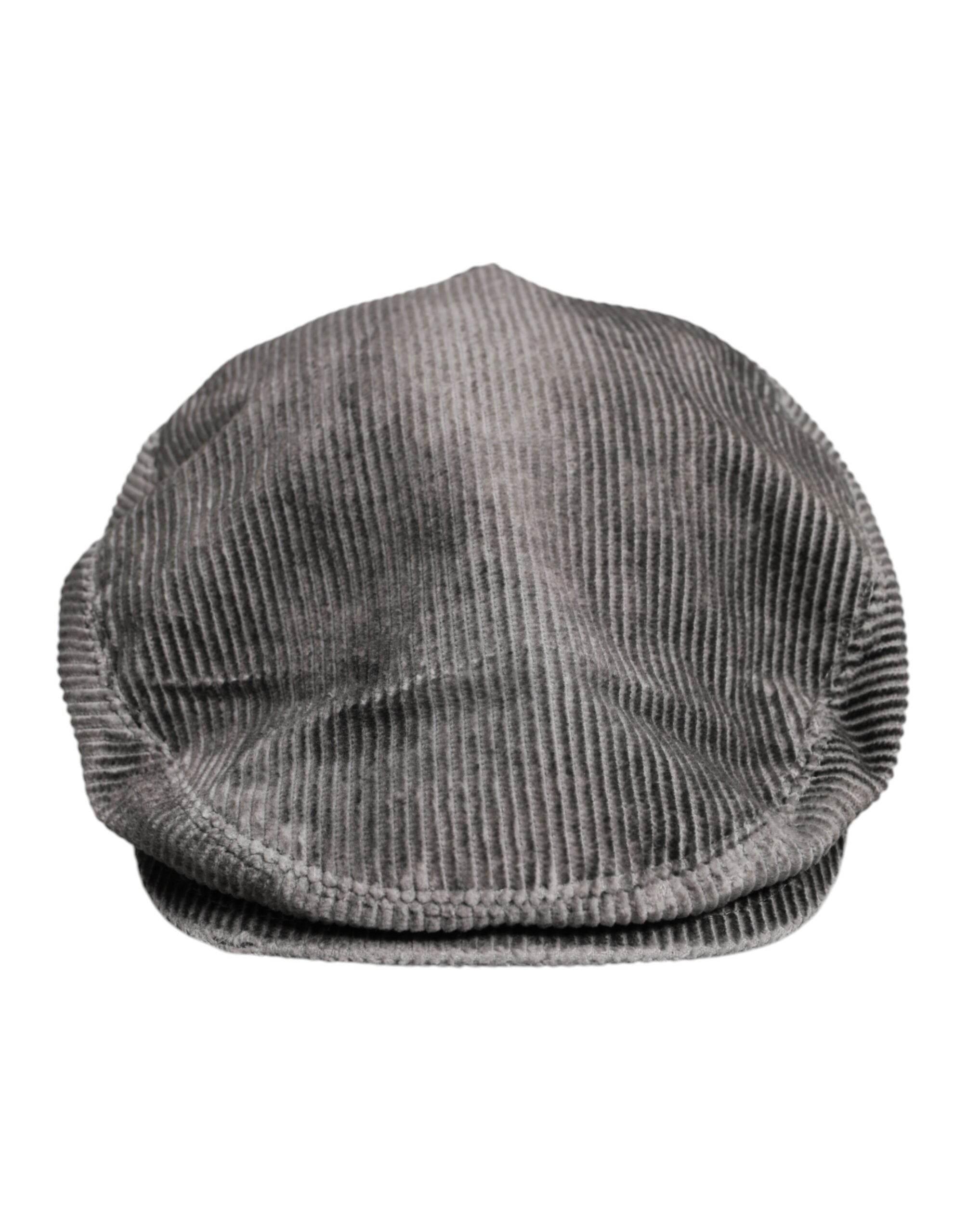 Dolce & Gabbana Gray Cotton Newsboy Capello Cabbie Hat - Hilstor