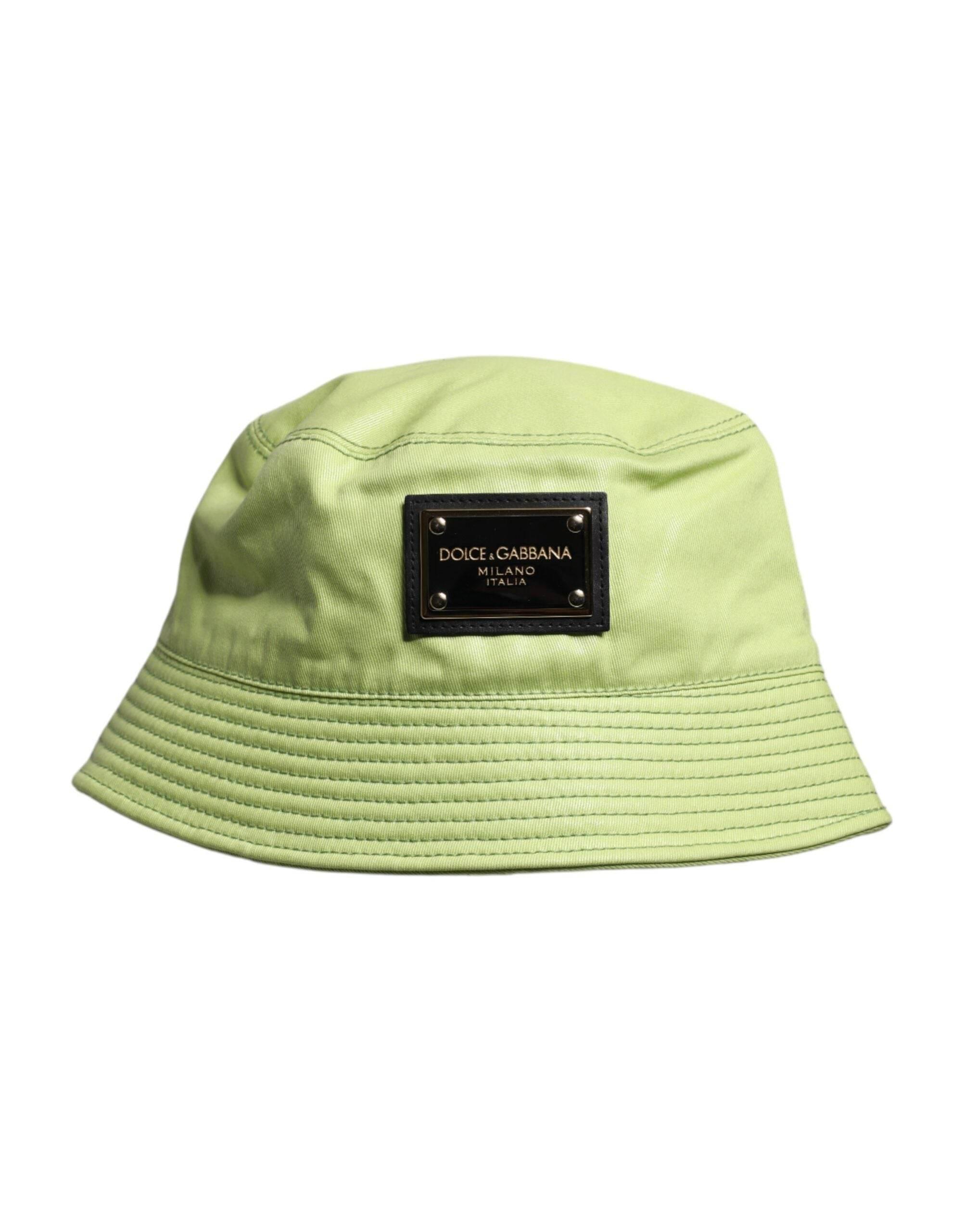 Dolce & Gabbana Green DG Plaque Wide Brim Bucket Hat - Hilstor