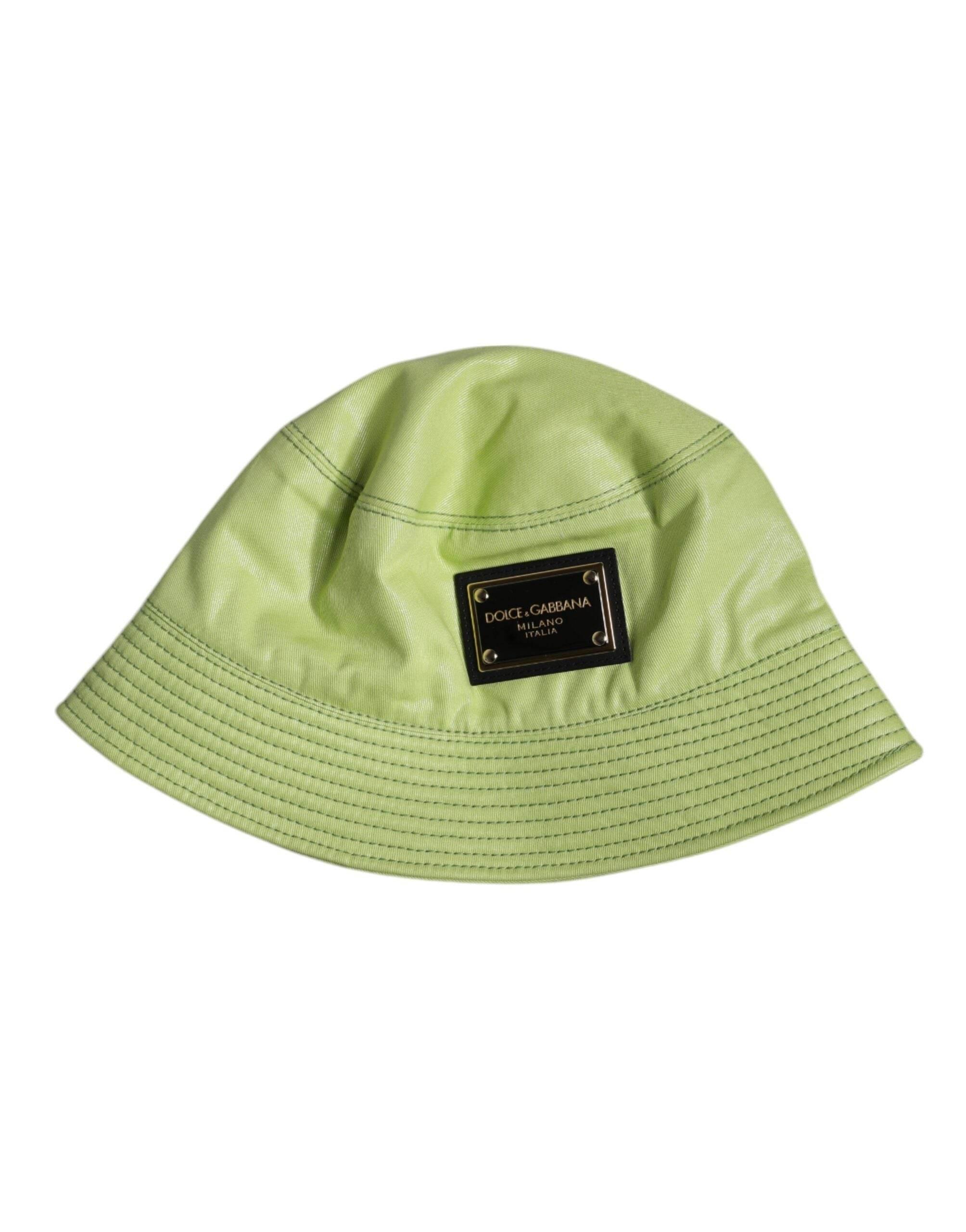 Dolce & Gabbana Green DG Plaque Wide Brim Bucket Hat - Hilstor
