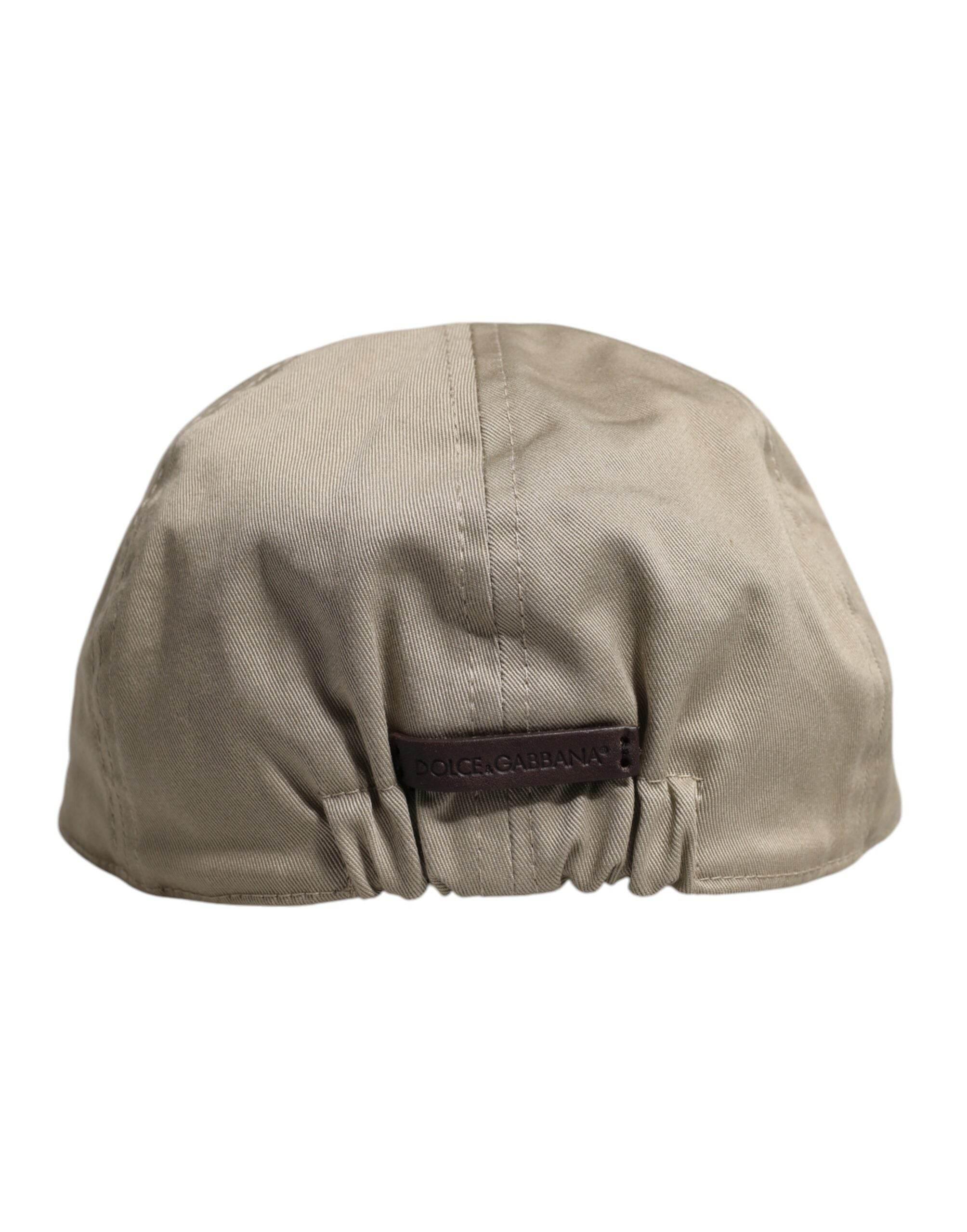 Dolce & Gabbana Beige Cotton Newsboy Capello Cabbie Hat - Hilstor