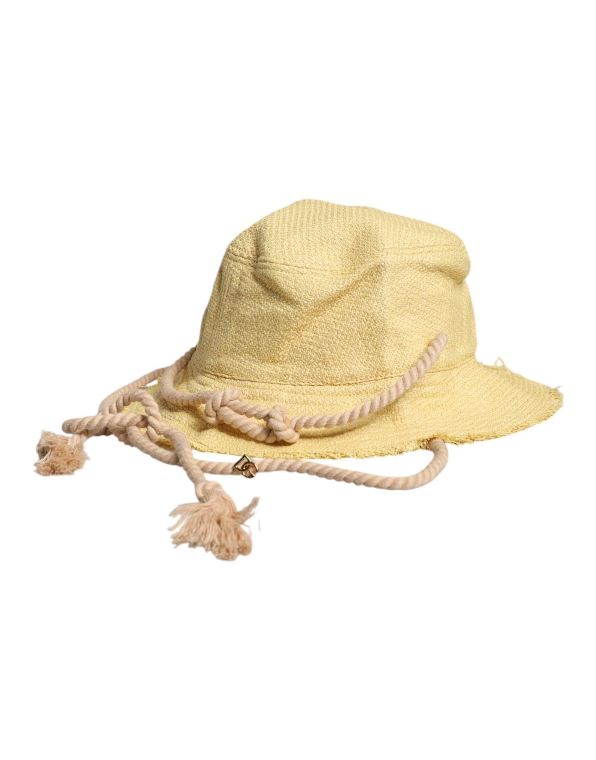 Dolce & Gabbana Yellow Cotton Wide Brim Bucket - Hilstor