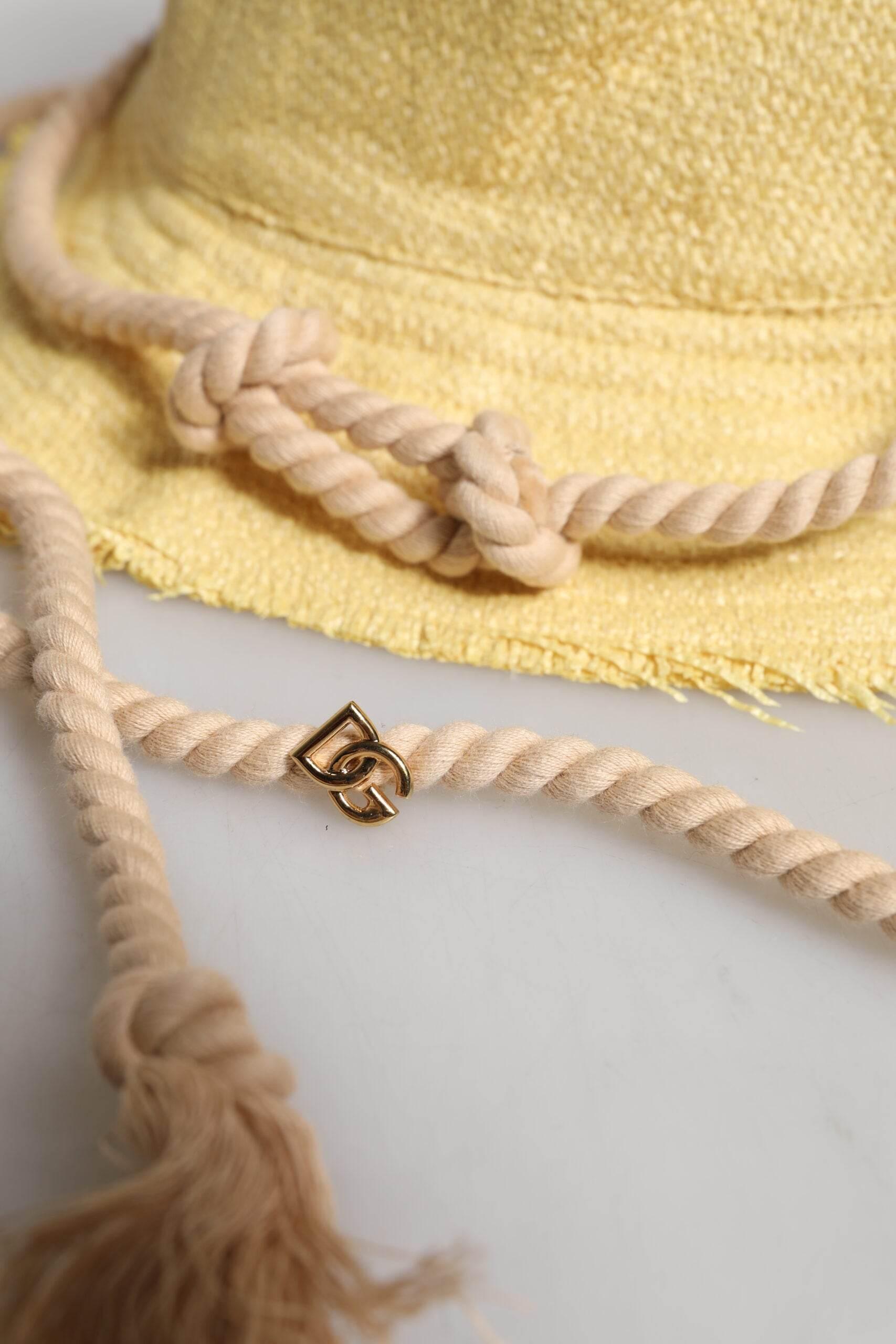 Dolce & Gabbana Yellow Cotton Wide Brim Bucket - Hilstor