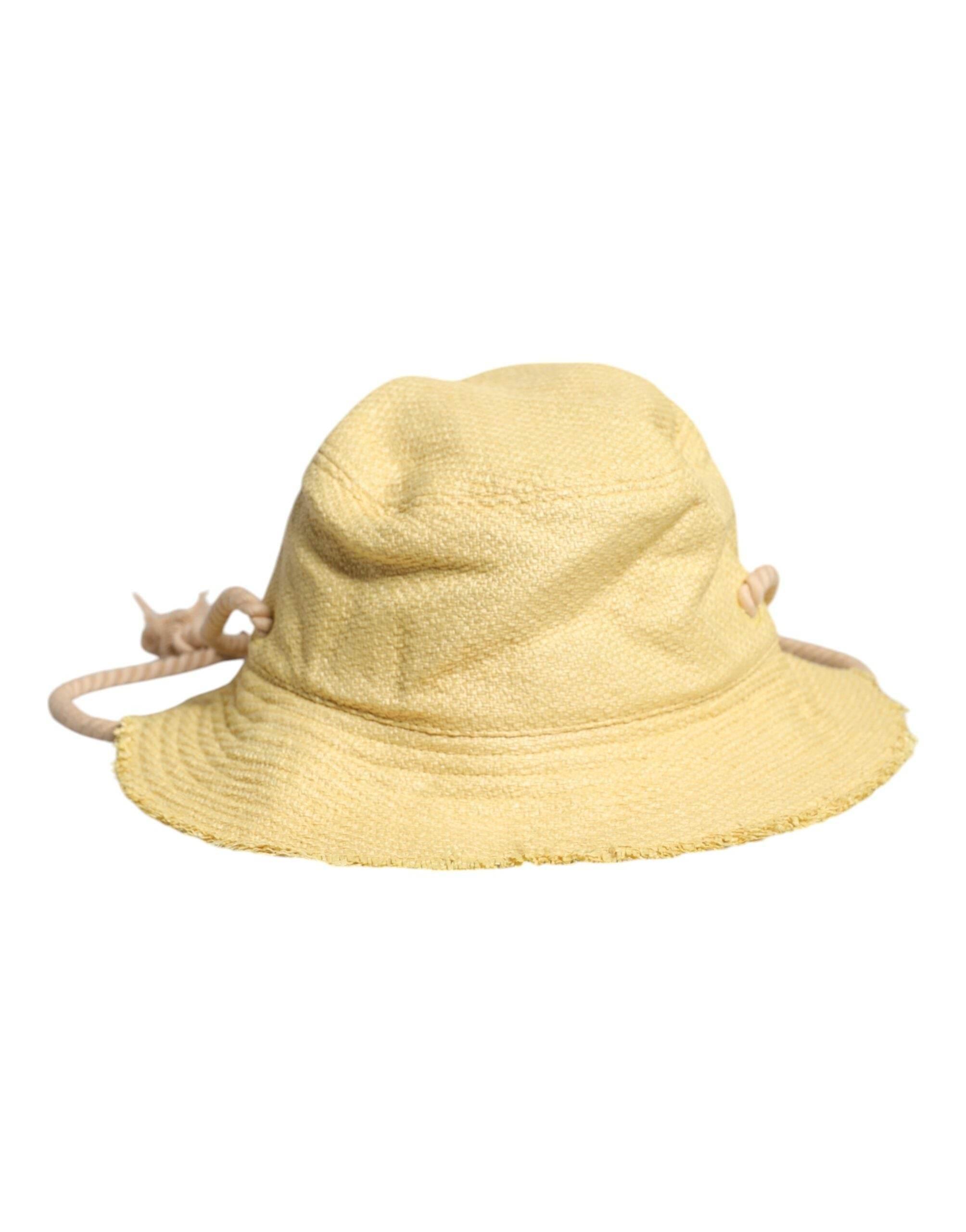 Dolce & Gabbana Yellow Cotton Wide Brim Bucket - Hilstor