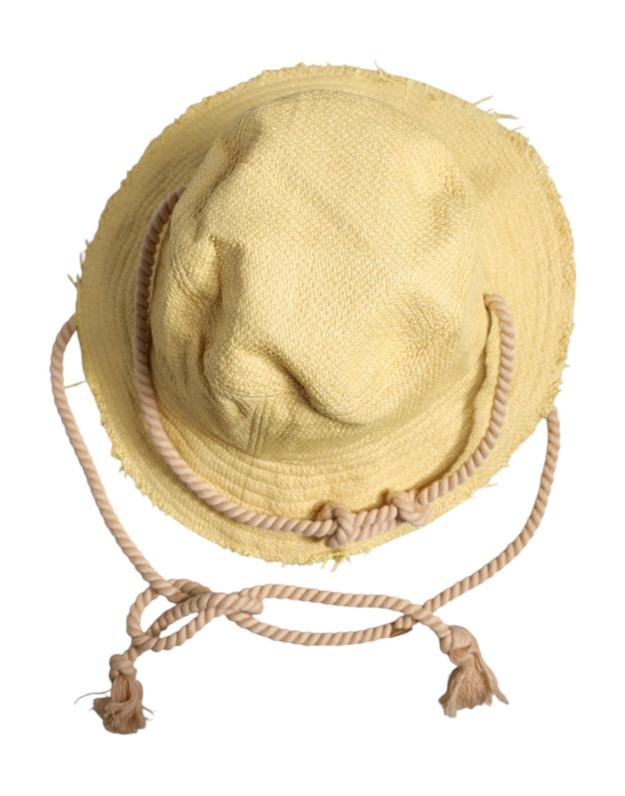 Dolce & Gabbana Yellow Cotton Wide Brim Bucket - Hilstor