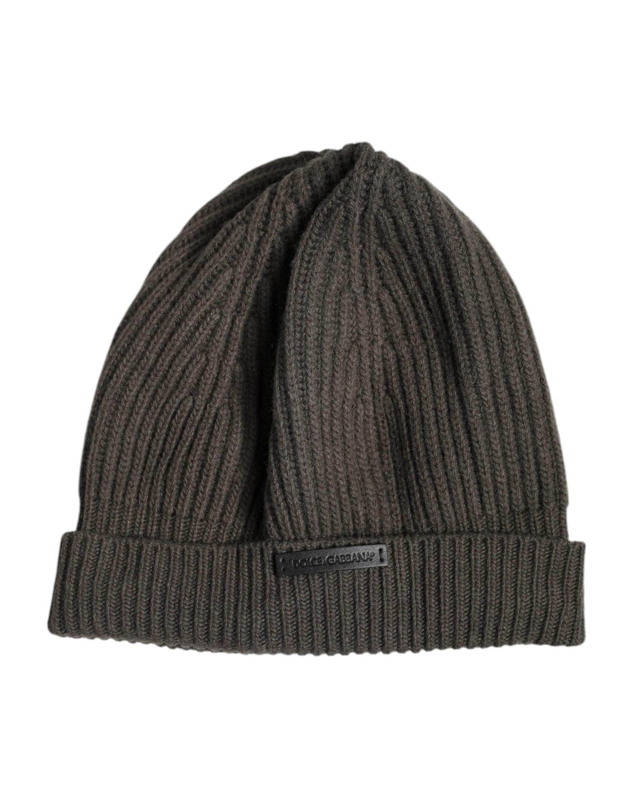 Dolce & Gabbana Green Wool DG Plaque Knitted Winter Beanie Hat - Hilstor