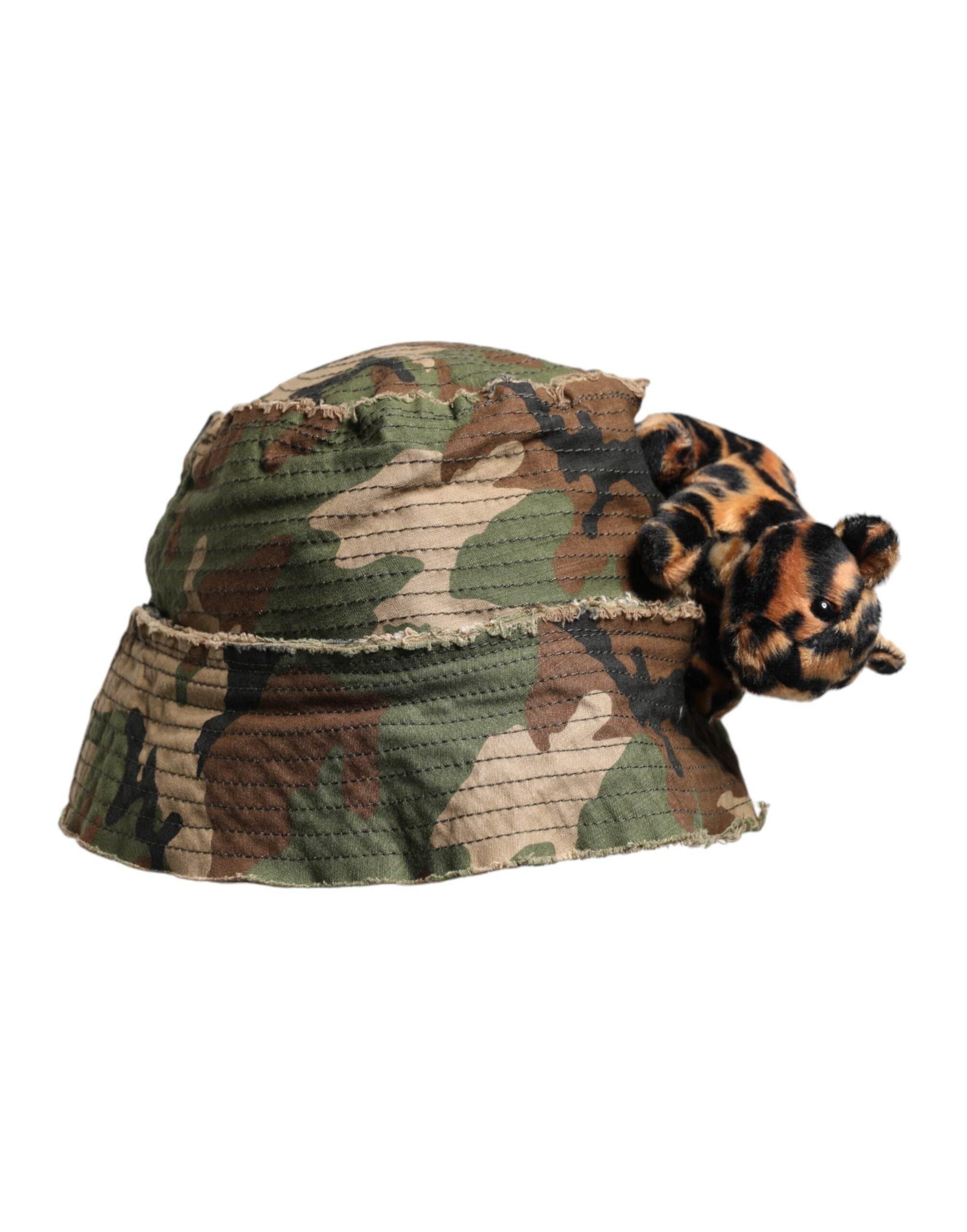Dolce & Gabbana Multicolor Leopard Embellish Wide Brim Bucket Hat - Hilstor