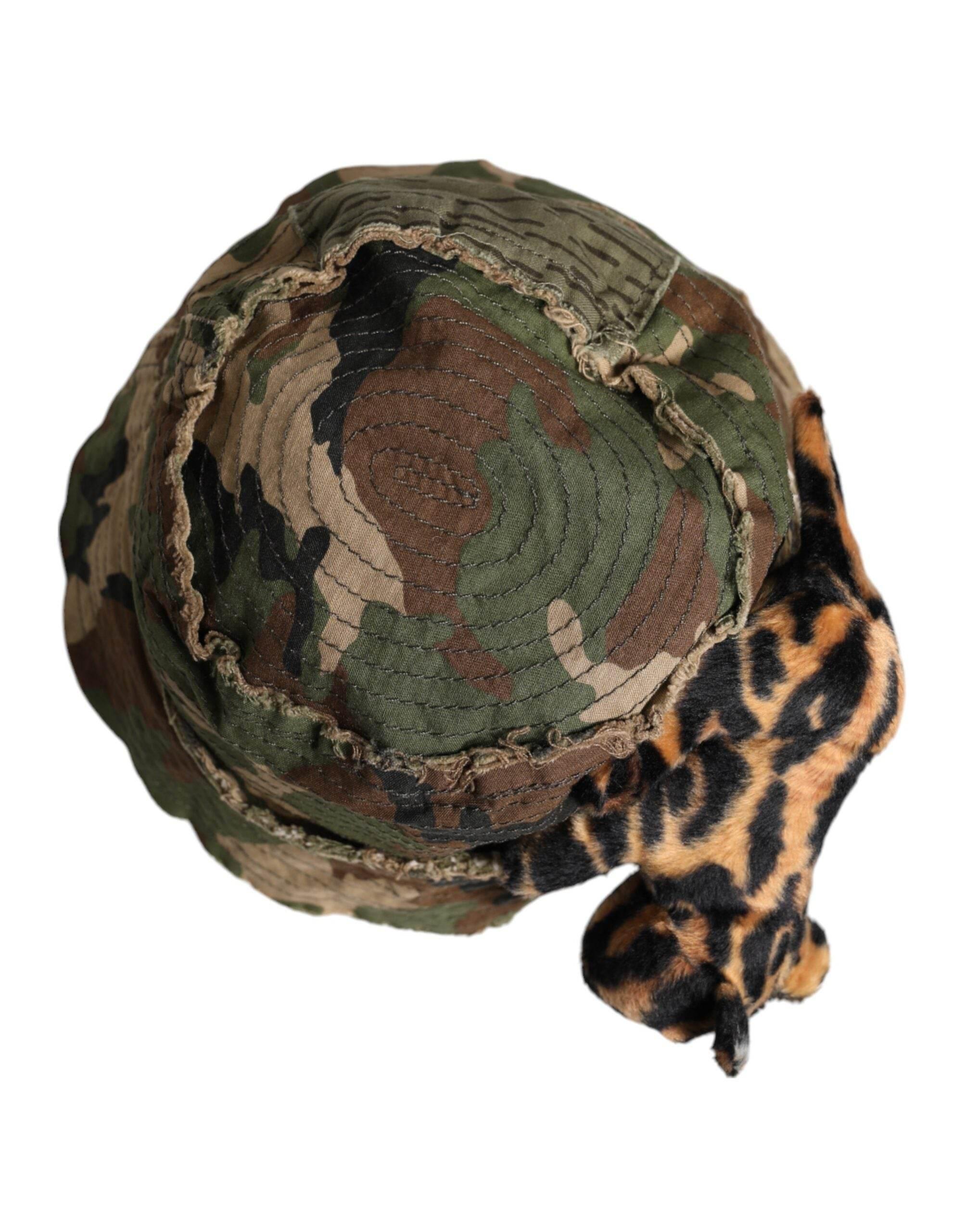 Dolce & Gabbana Multicolor Leopard Embellish Wide Brim Bucket Hat - Hilstor