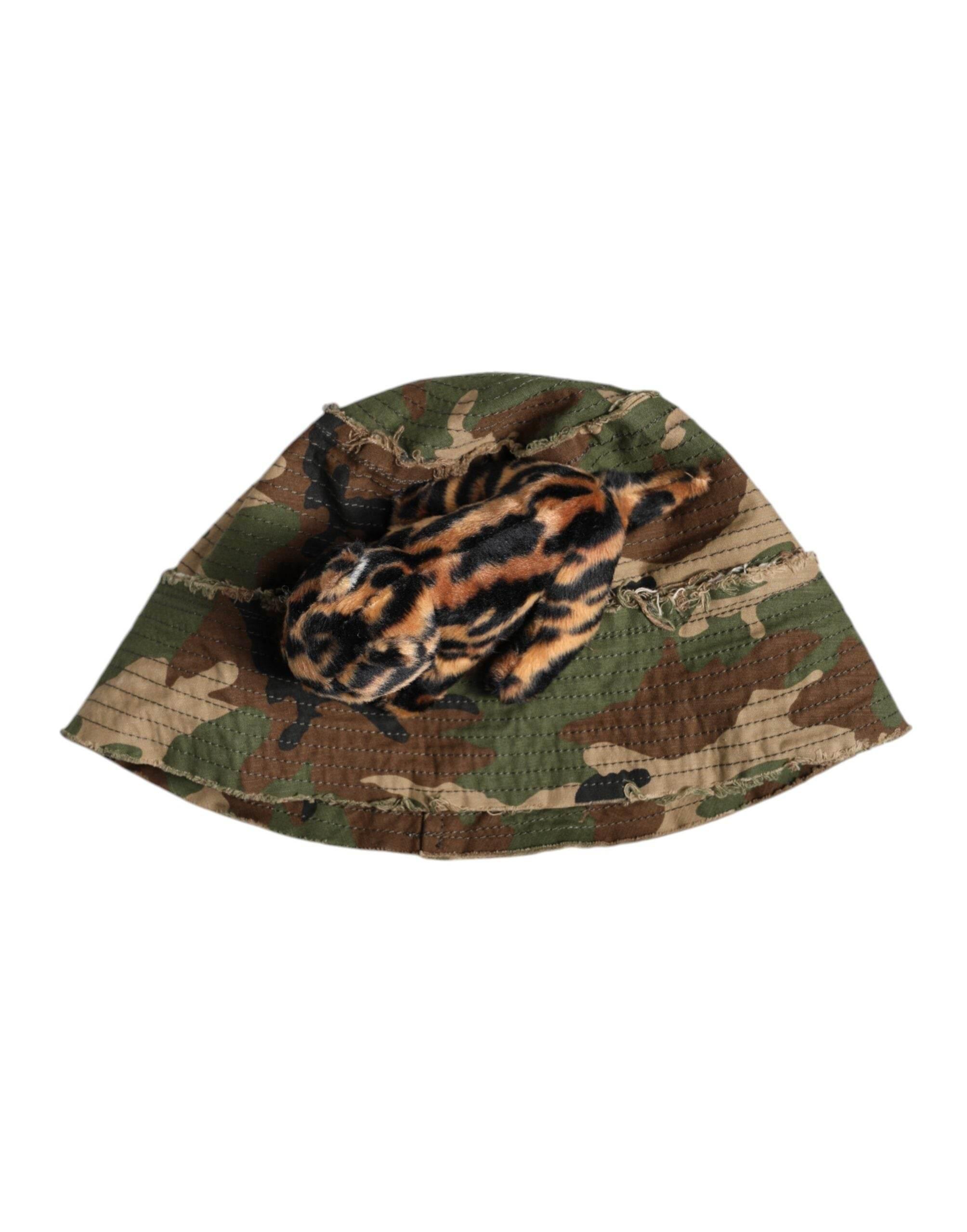 Dolce & Gabbana Multicolor Leopard Embellish Wide Brim Bucket Hat - Hilstor