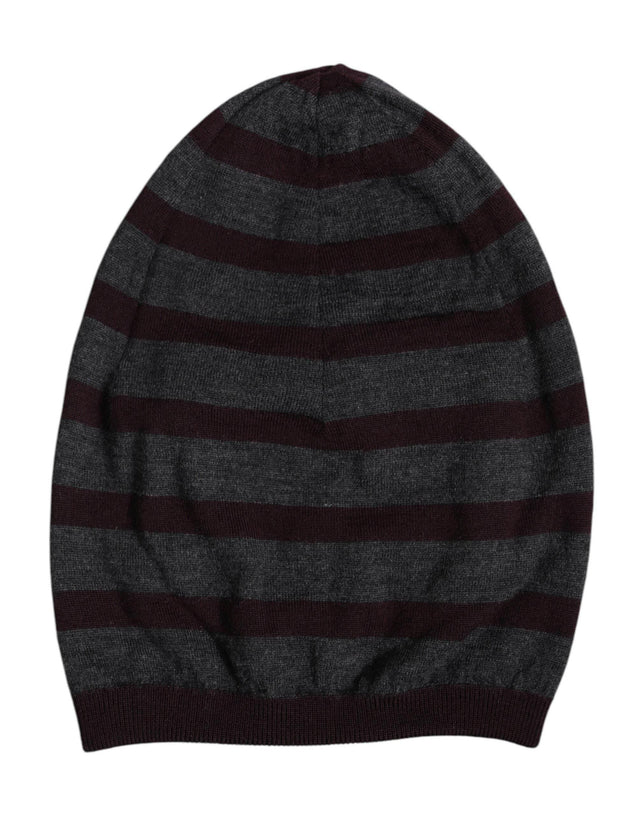 Dolce & Gabbana Gray Striped Wool Knitted Winter Beanie Hat - Hilstor