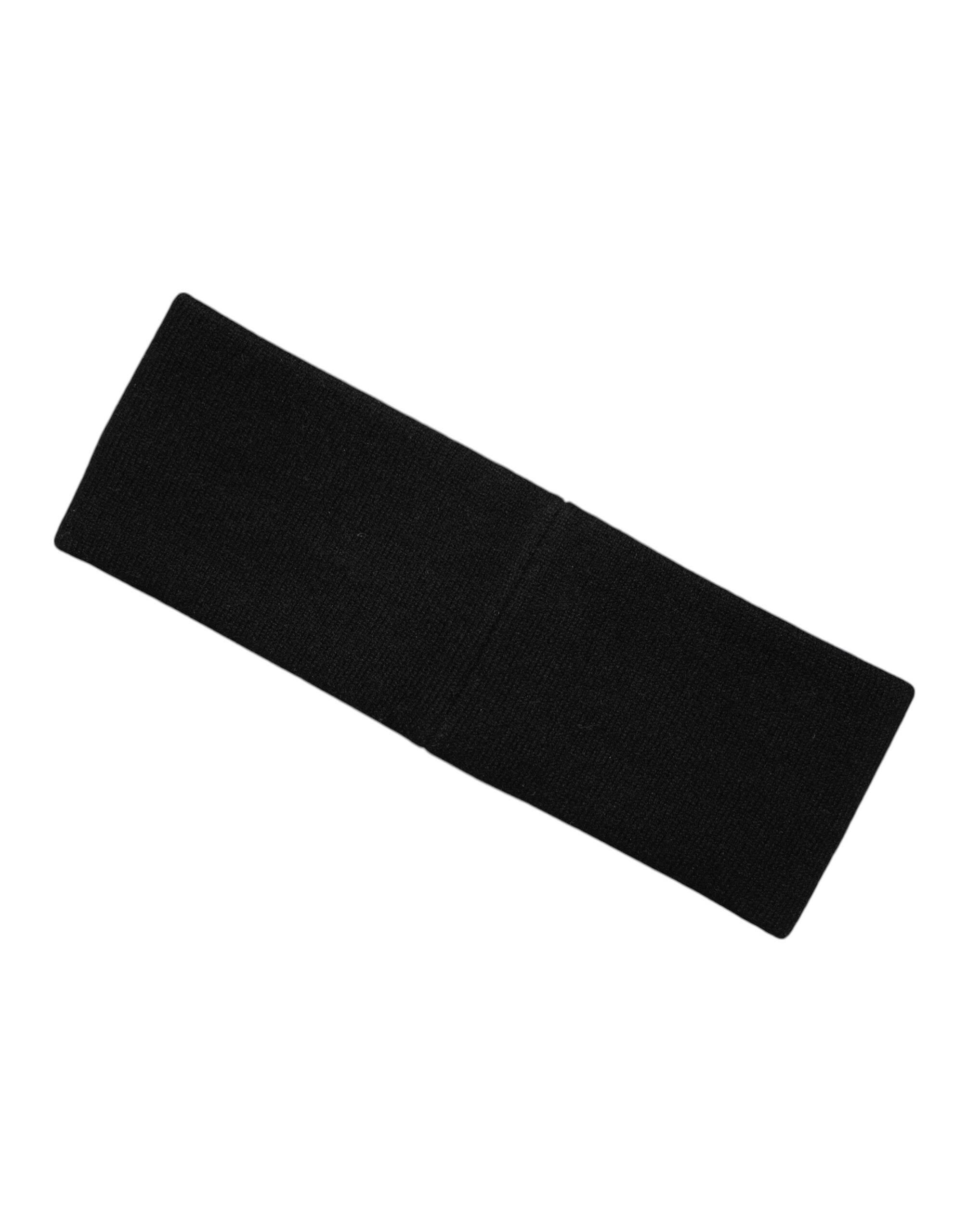 Dolce & Gabbana Black White DG Cashmere Knitted Headband Hat - Hilstor