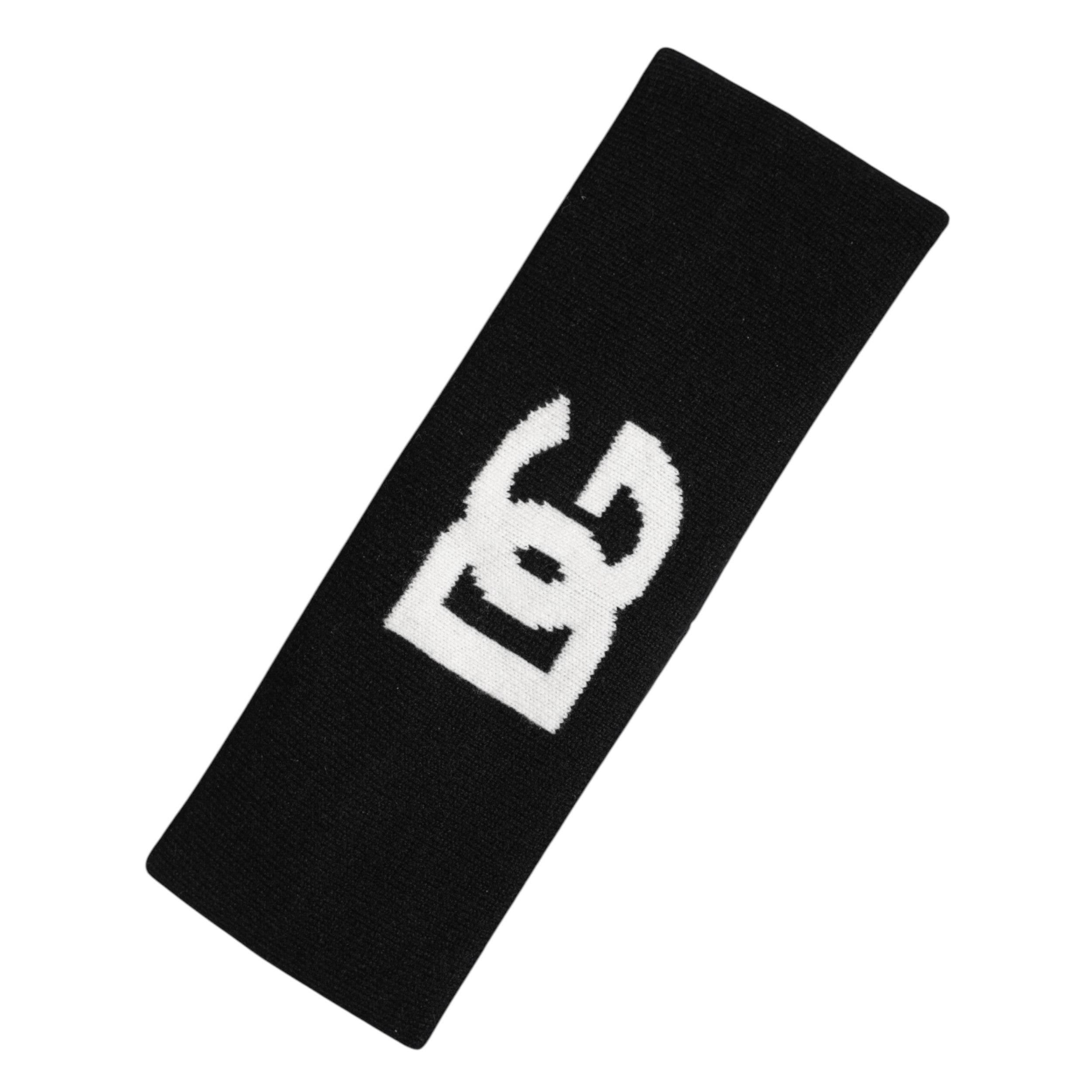 Dolce & Gabbana Black White DG Cashmere Knitted Headband Hat - Hilstor