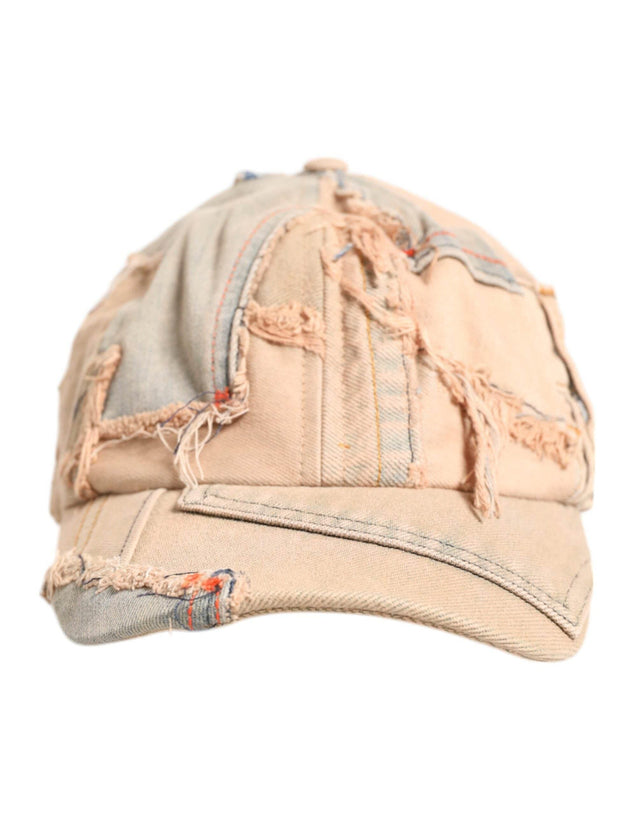 Dolce & Gabbana Beige Tattered Cotton 6 Panels Baseball Cap - Hilstor