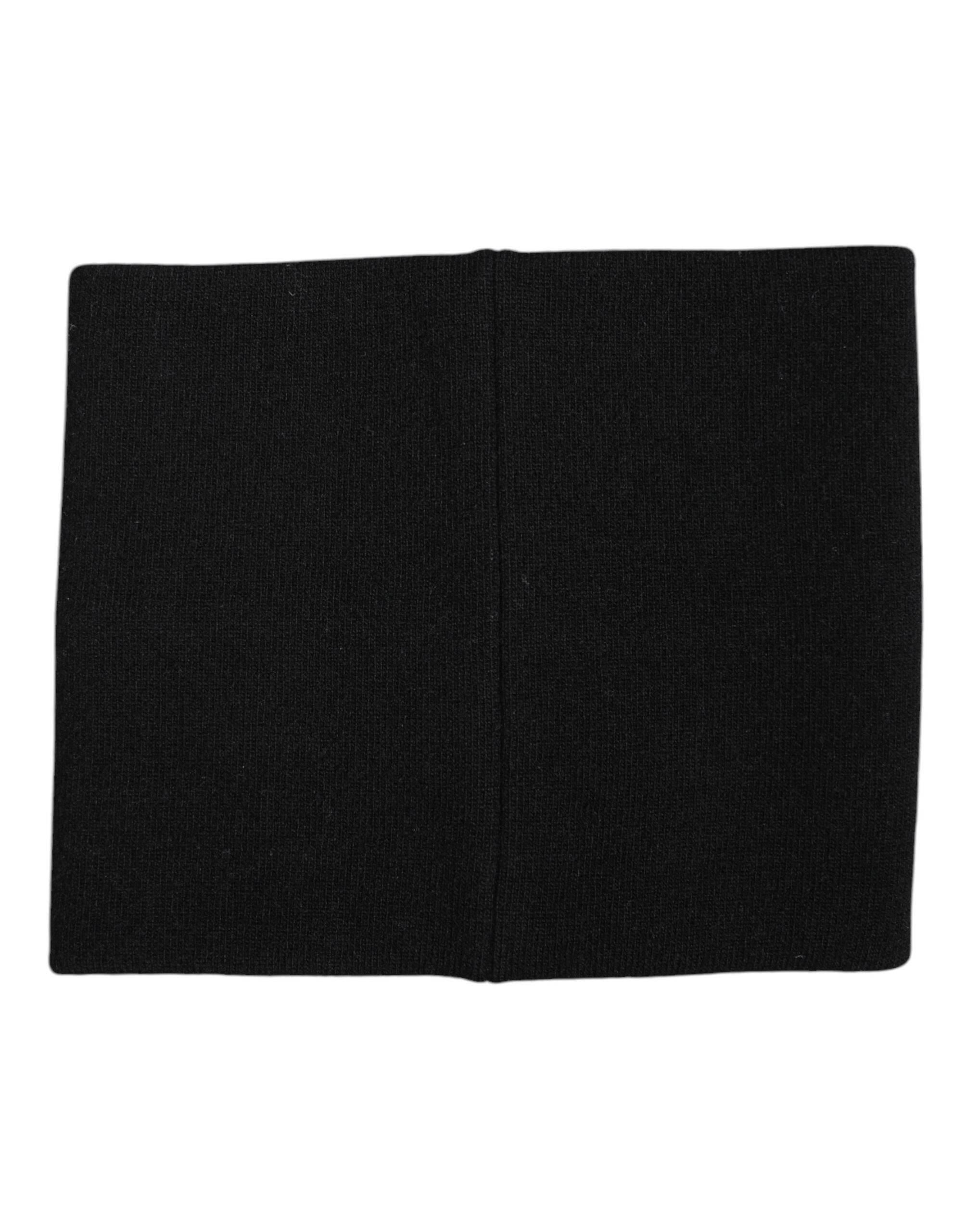 Dolce & Gabbana Black White Logo Print Knitted Neck Warmer Scarf - Hilstor