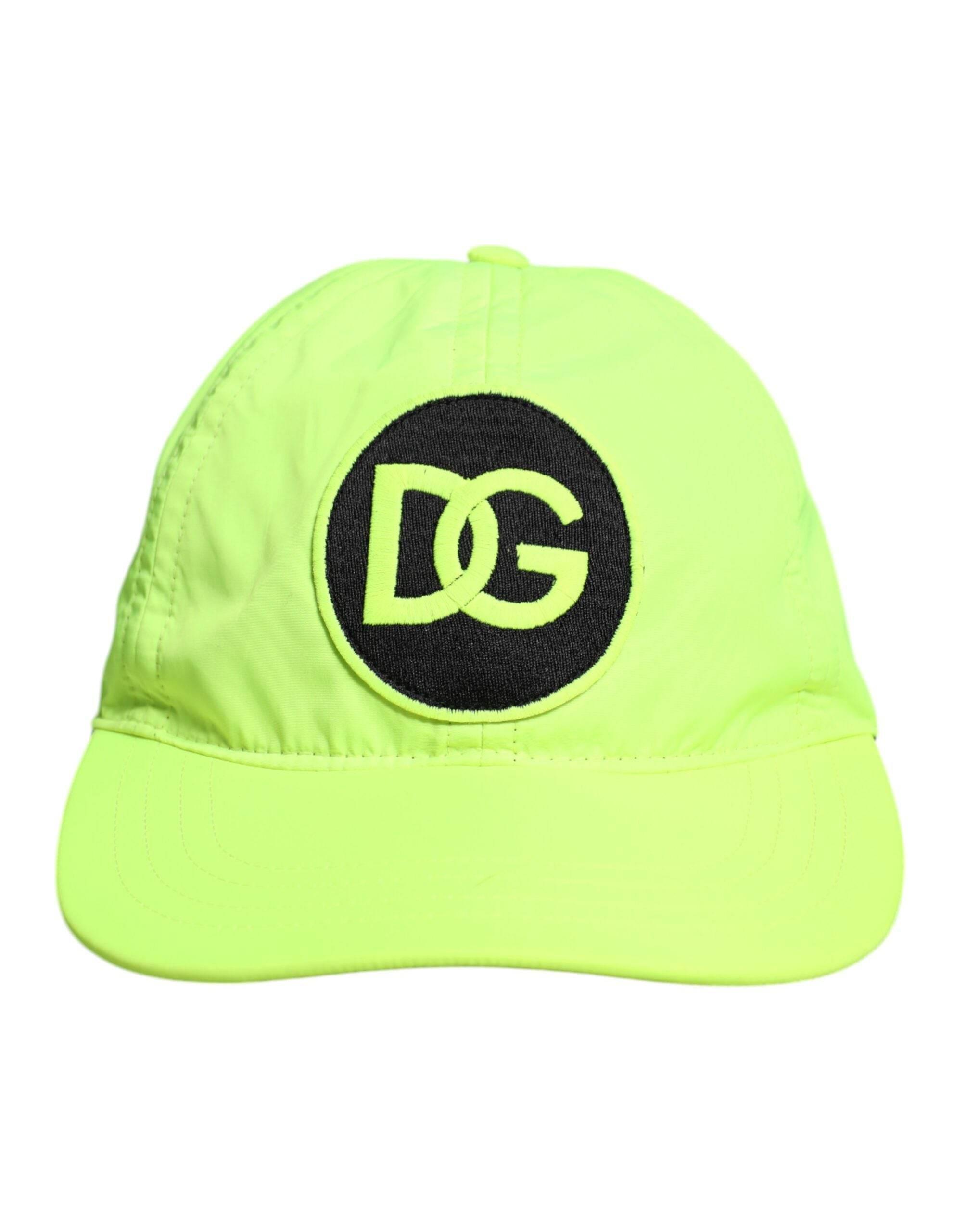 Dolce & Gabbana Yellow Green DG Logo 6 Panels Baseball Cap - Hilstor